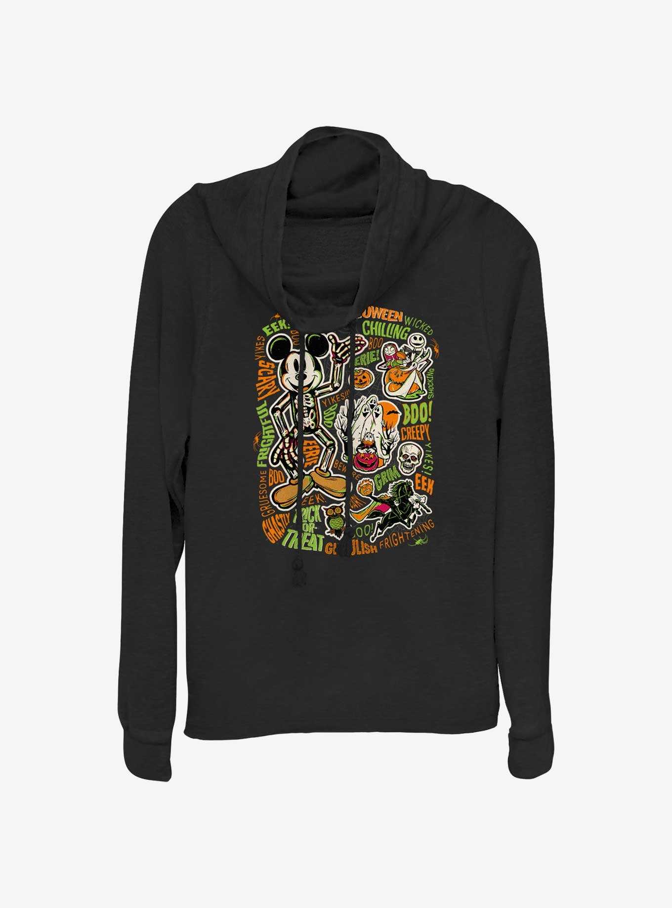 Disney100 Halloween Happy Halloween Skeleton Mickey Cowl Neck Long-Sleeve Top, , hi-res