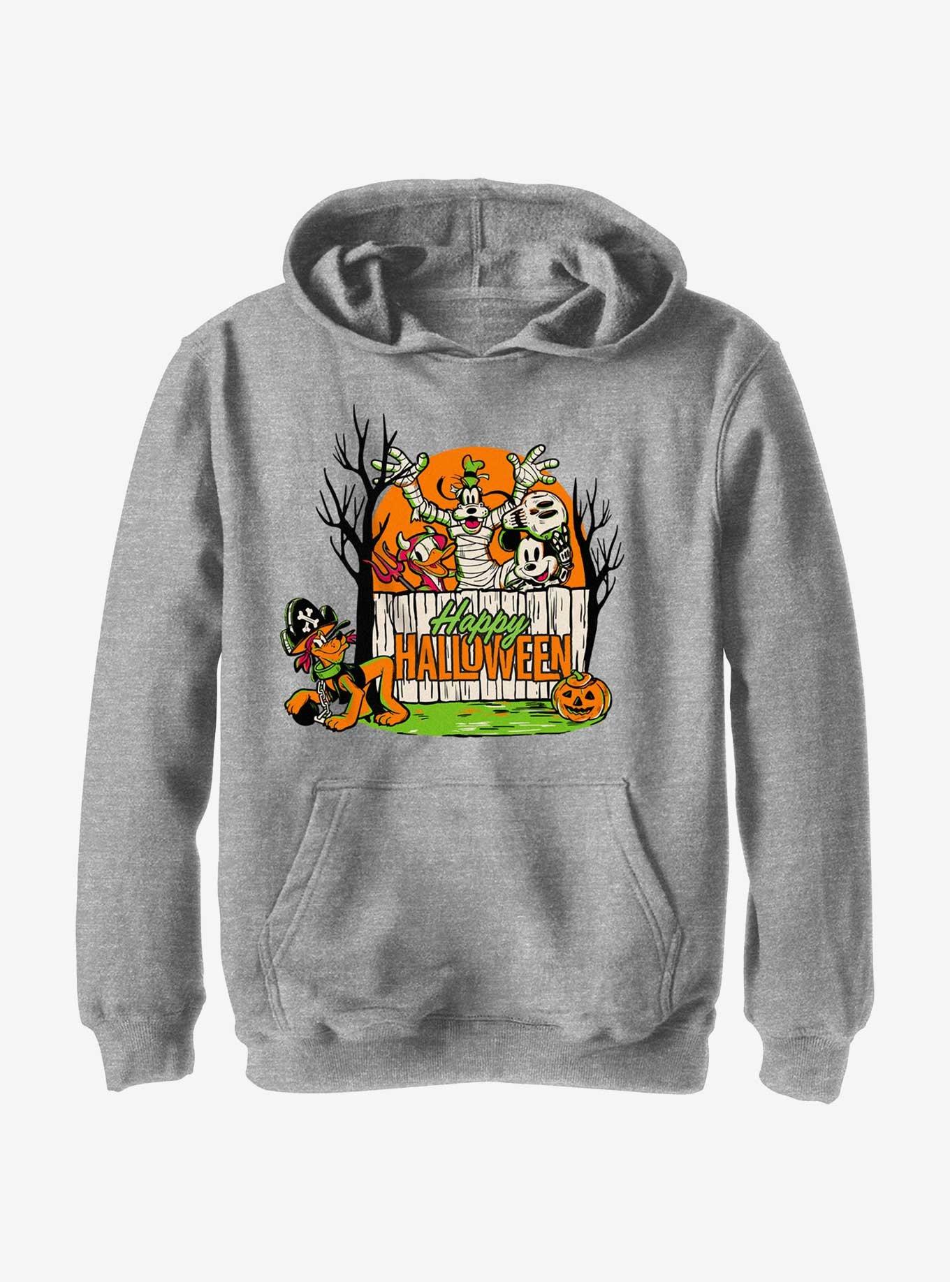 Disney100 Halloween Mickey Mouse Halloween Group Youth Hoodie, ATH HTR, hi-res