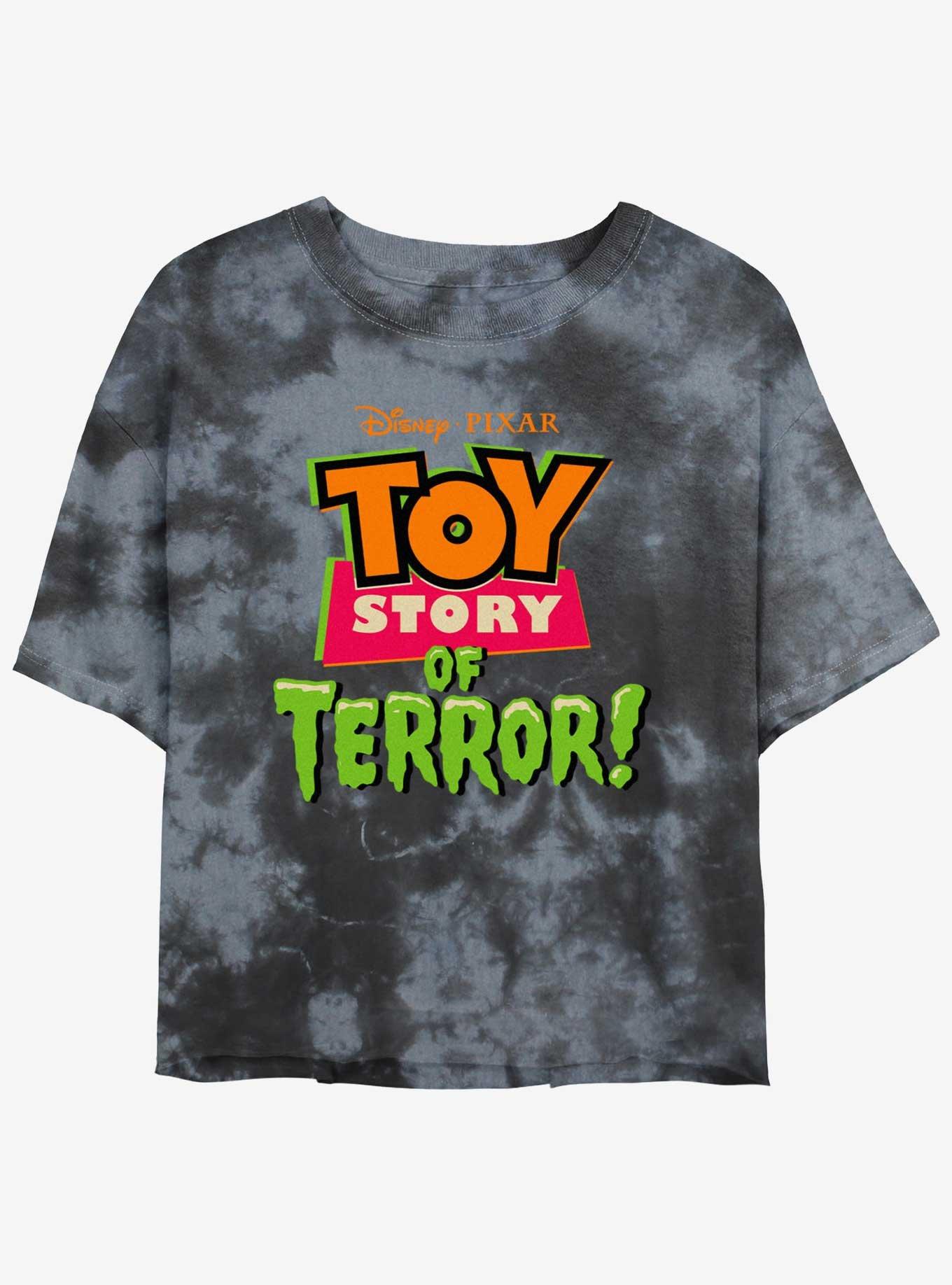 Disney100 Halloween Toy Story Of Terror Women's Tie-Dye Crop T-Shirt, BLKCHAR, hi-res