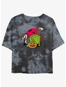 Disney100 Halloween Cat Lucifer Women's Tie-Dye Crop T-Shirt, , hi-res