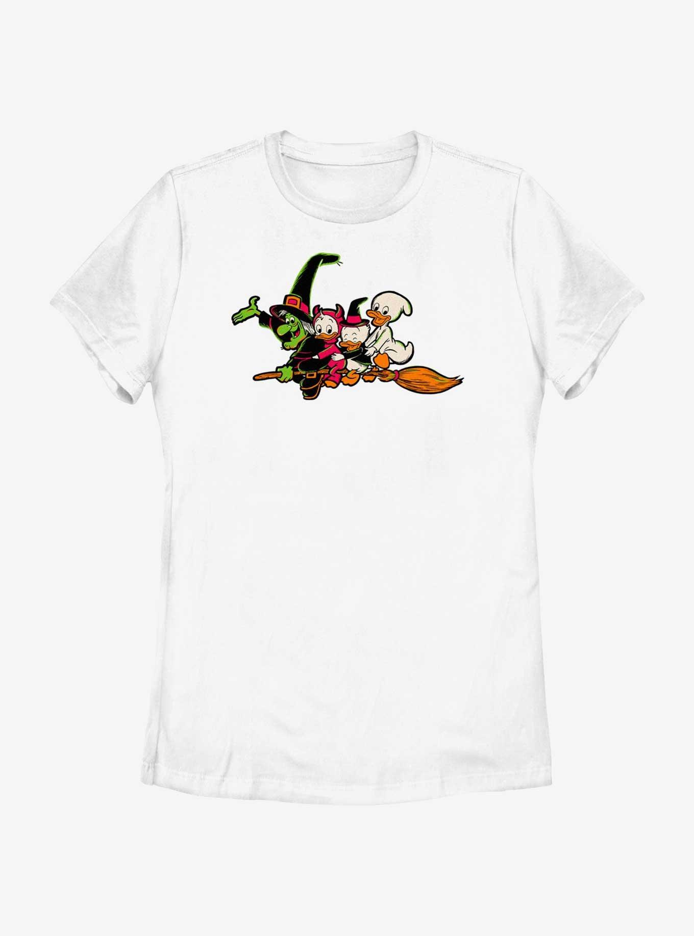 Disney100 Halloween Huey Dewey and Louie Flying Witch's Broom Women's T-Shirt, , hi-res