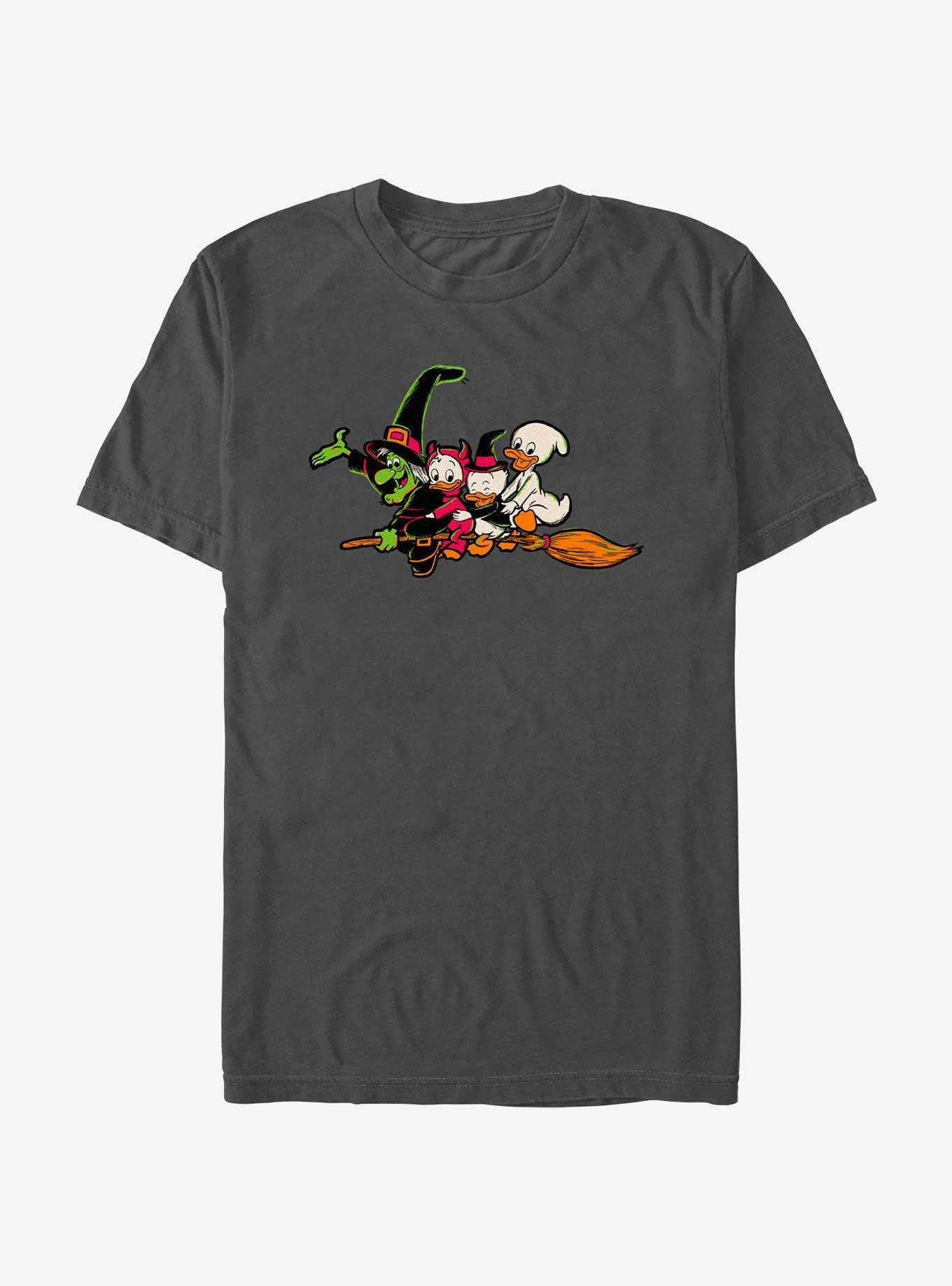 Disney100 Halloween Huey Dewey and Louie Flying Witch's Broom T-Shirt, , hi-res