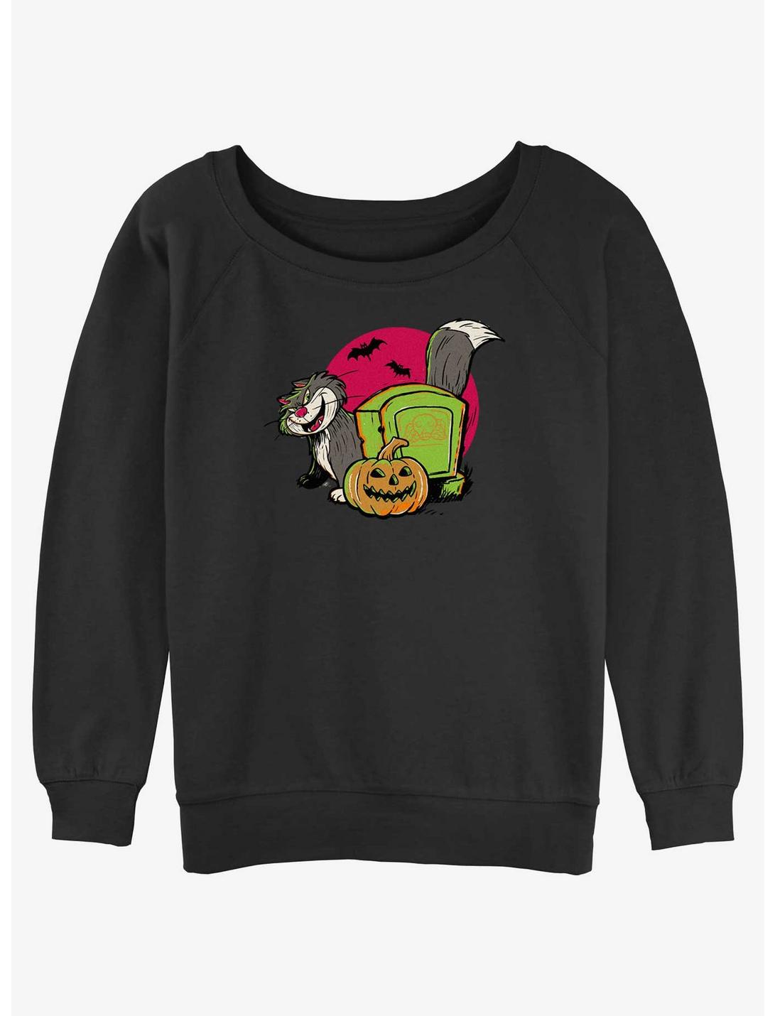 Disney100 Halloween Cat Lucifer Women's Slouchy Sweatshirt, BLACK, hi-res