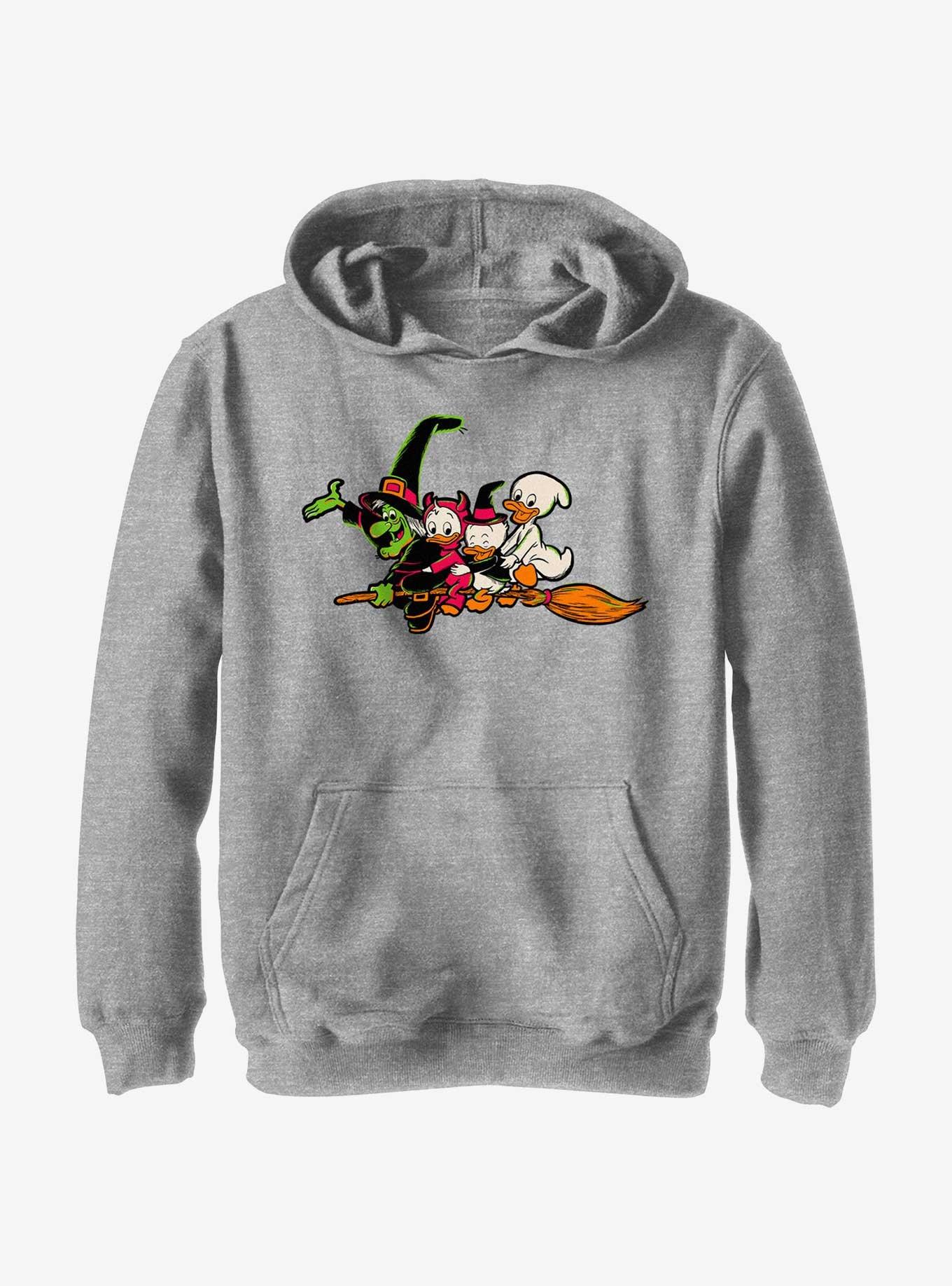 Disney100 Halloween Huey Dewey and Louie Flying Witch's Broom Youth Hoodie, , hi-res