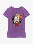 Disney100 Halloween Spooky Ghosts Scared Donald Youth Girl's T-Shirt, PURPLE BERRY, hi-res