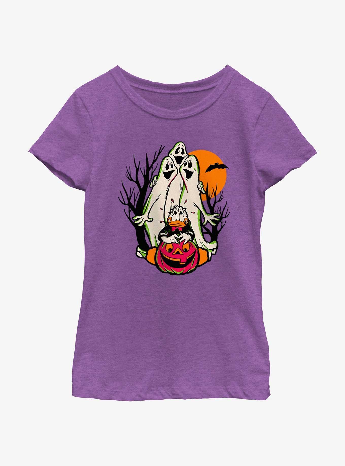 Disney100 Halloween Spooky Ghosts Scared Donald Youth Girl's T-Shirt, , hi-res