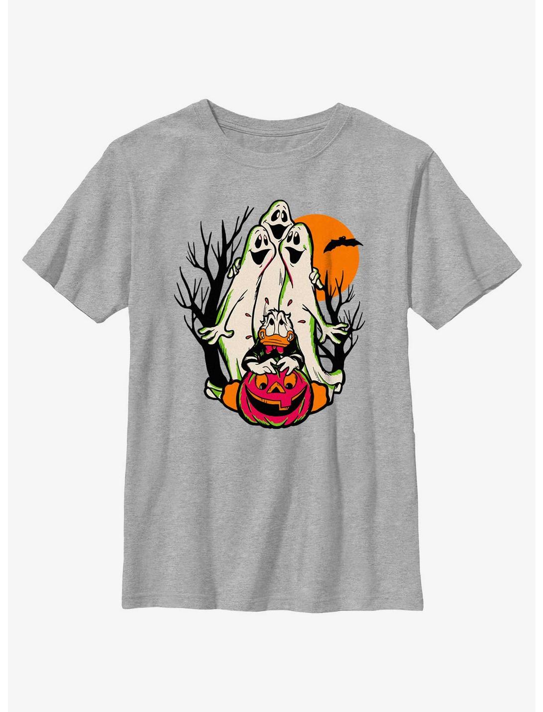 Disney100 Halloween Spooky Ghosts Scared Donald Youth T-Shirt, ATH HTR, hi-res