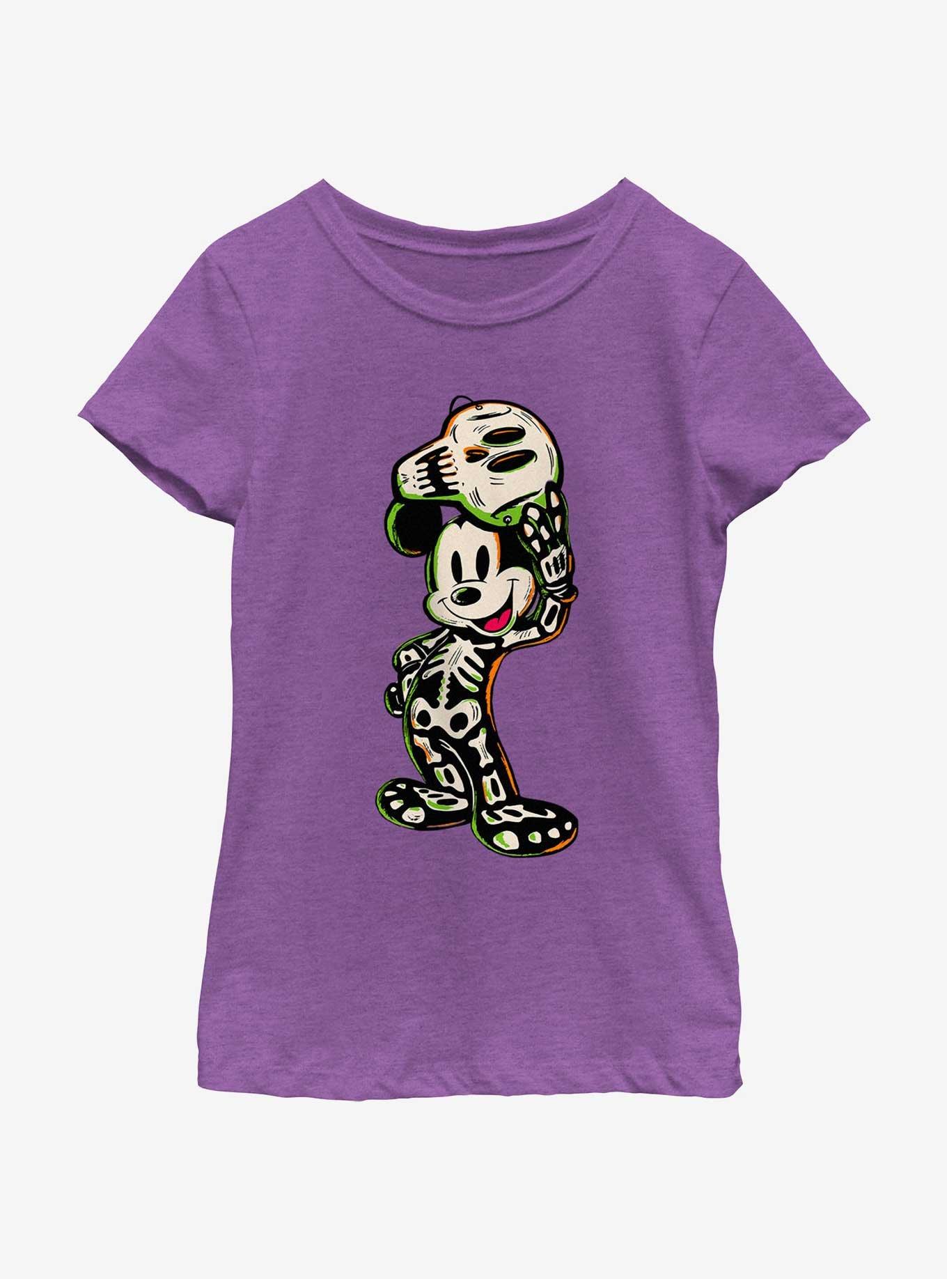Disney100 Halloween Mickey Mouse Skeleton Youth Girl's T-Shirt, , hi-res