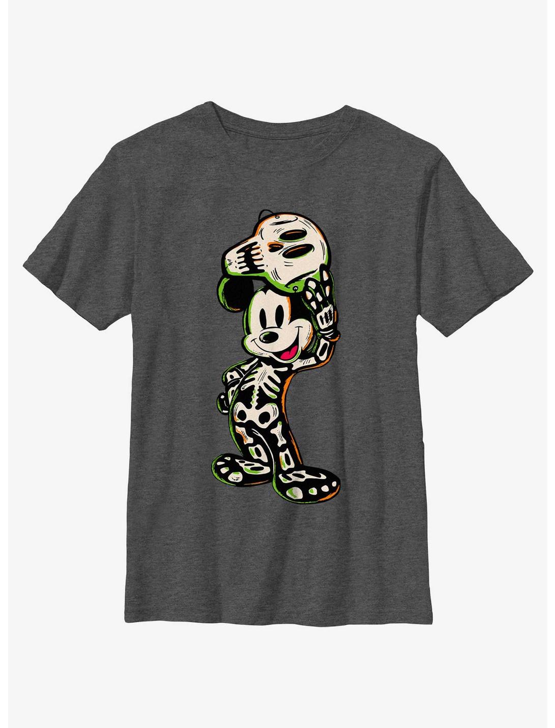 Disney100 Halloween Mickey Mouse Skeleton Youth T-Shirt, CHAR HTR, hi-res