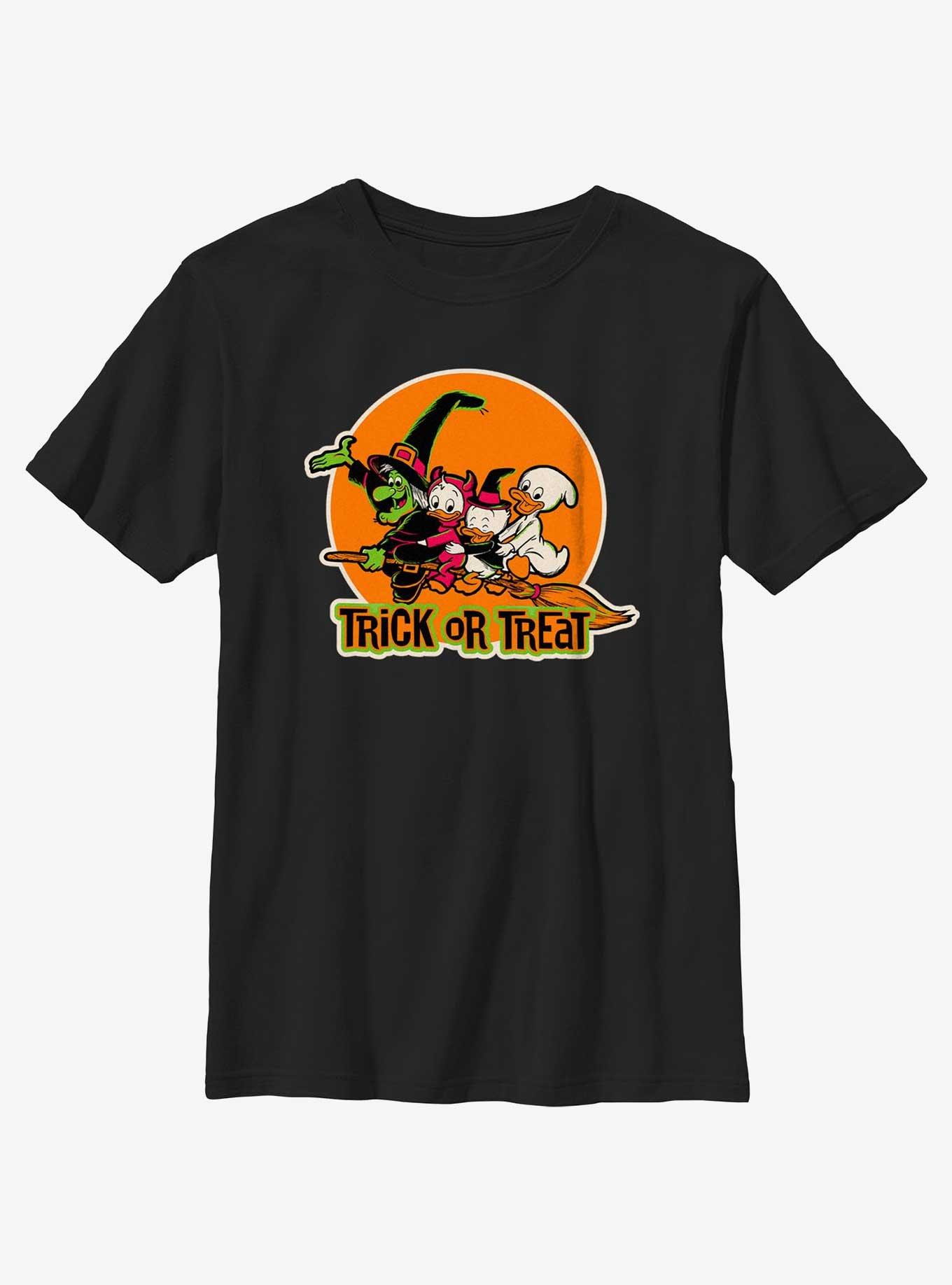 Disney100 Halloween Huey Dewey and Louie Trick or Treat Youth T-Shirt, BLACK, hi-res