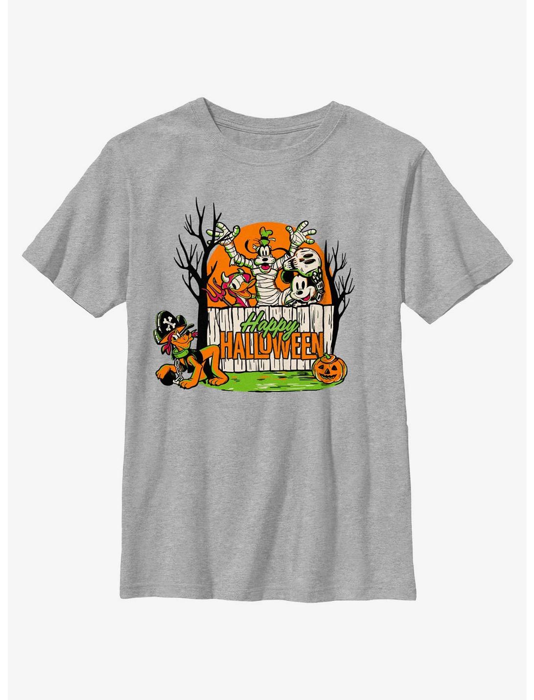 Disney100 Halloween Mickey Mouse Halloween Group Youth T-Shirt, ATH HTR, hi-res