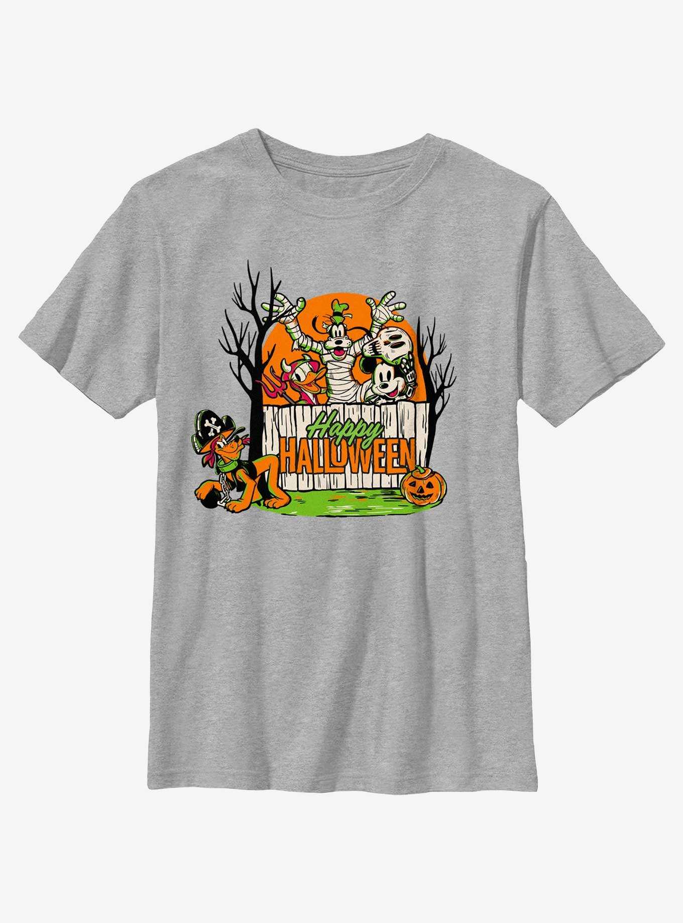 Disney100 Halloween Mickey Mouse Halloween Group Youth T-Shirt, , hi-res