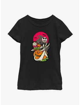 Disney100 Halloween Happy Halloween Sally Jack and Zero Youth Girl's T-Shirt, , hi-res