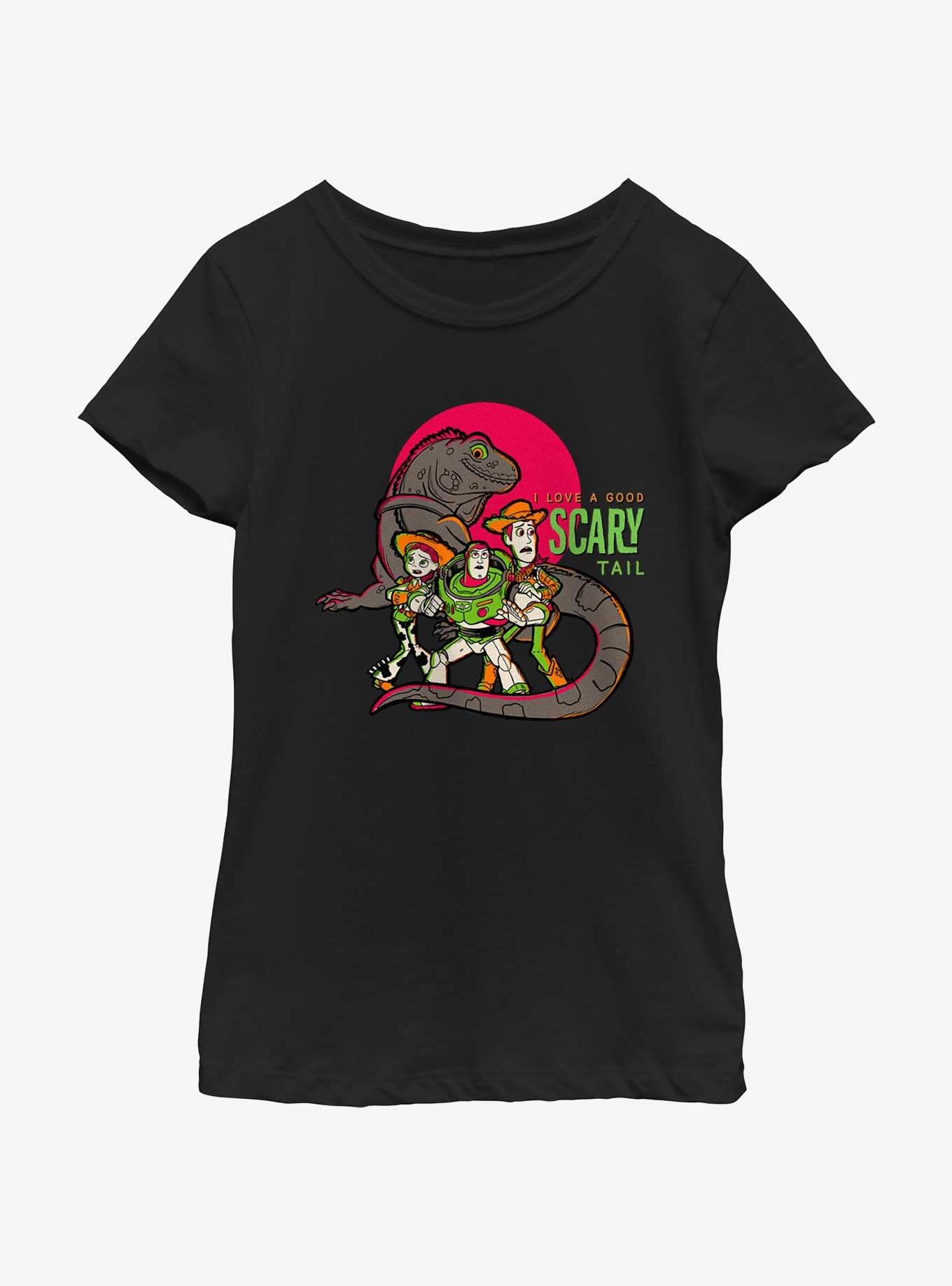 Disney100 Halloween Toy Story Iguana I Love A Good Scary Tail Youth Girl's T-Shirt, BLACK, hi-res