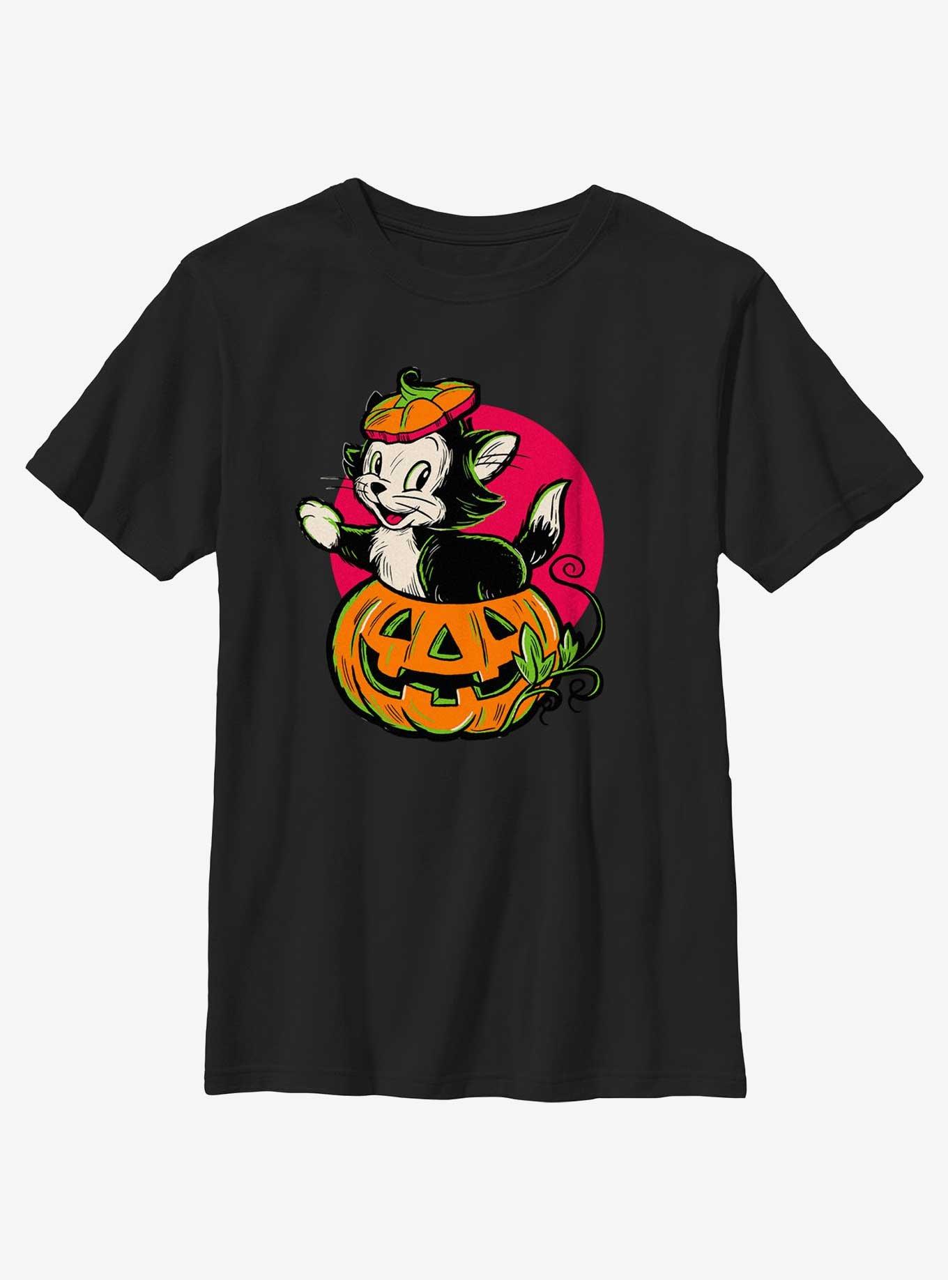 Disney100 Halloween Figaro Inside A Pumpkin Youth T-Shirt, , hi-res