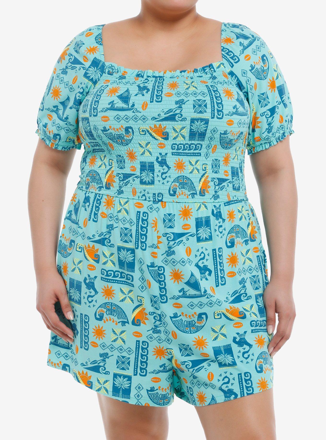 Her Universe Disney Moana Icons Smocked Romper Plus Size, MULTI, hi-res