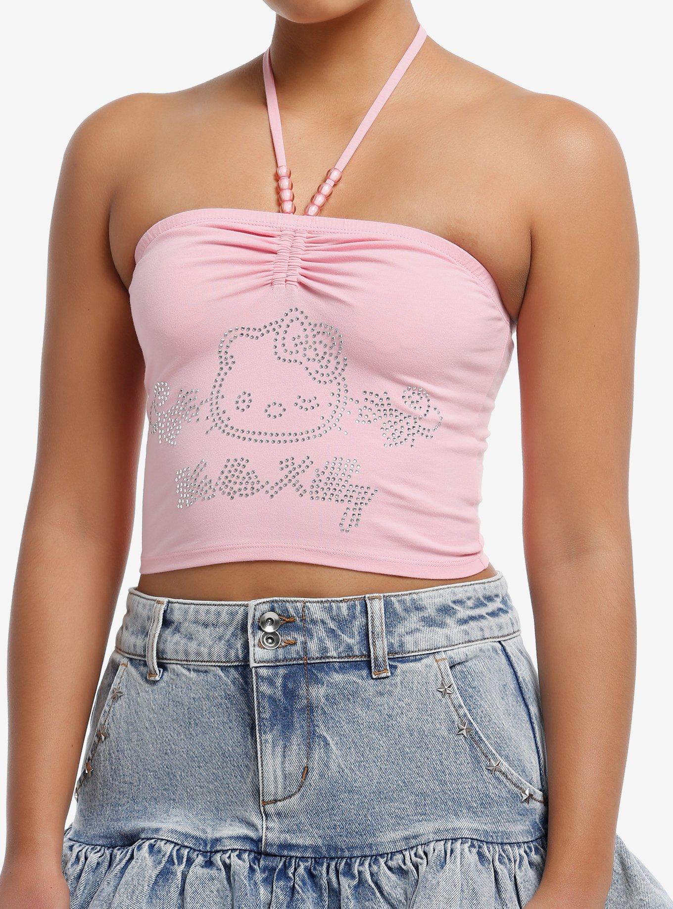 Hot Topic Hello Kitty Rhinestone Girls Halter Top