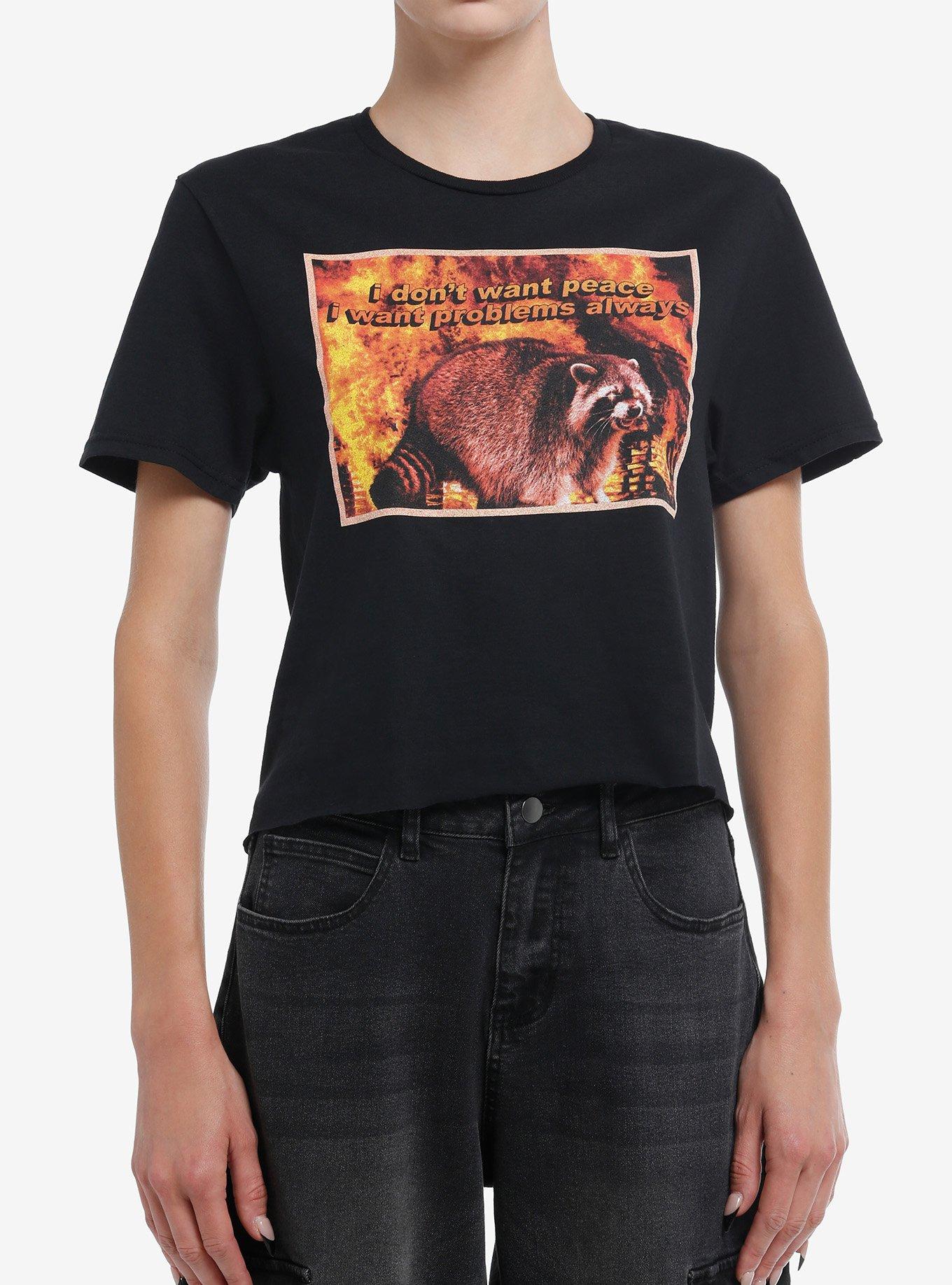 Raccoon Problems Always Crop Girls T-Shirt, MULTI, hi-res