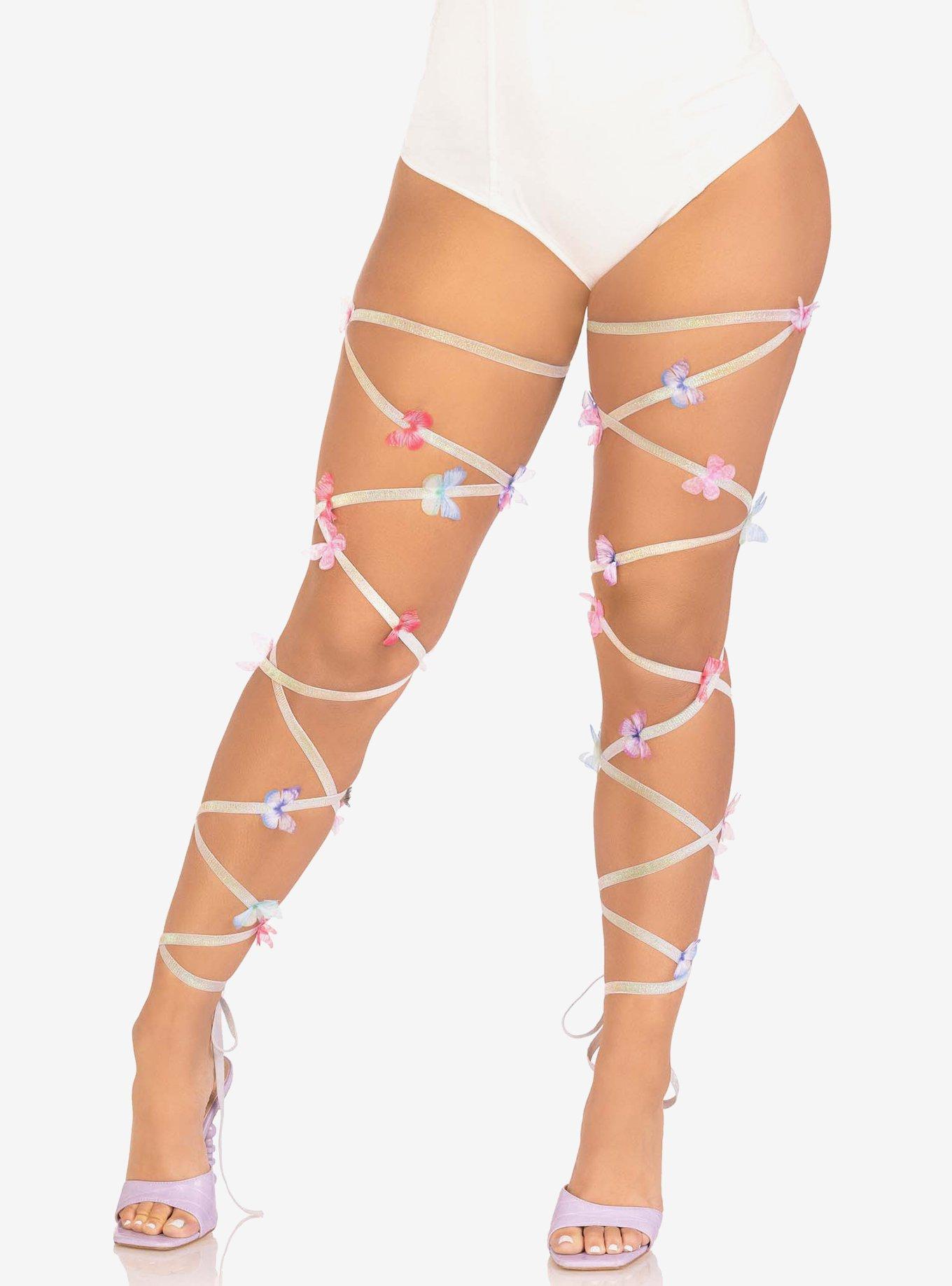 Iridescent Glitter Butterfly Leg Wraps, , hi-res