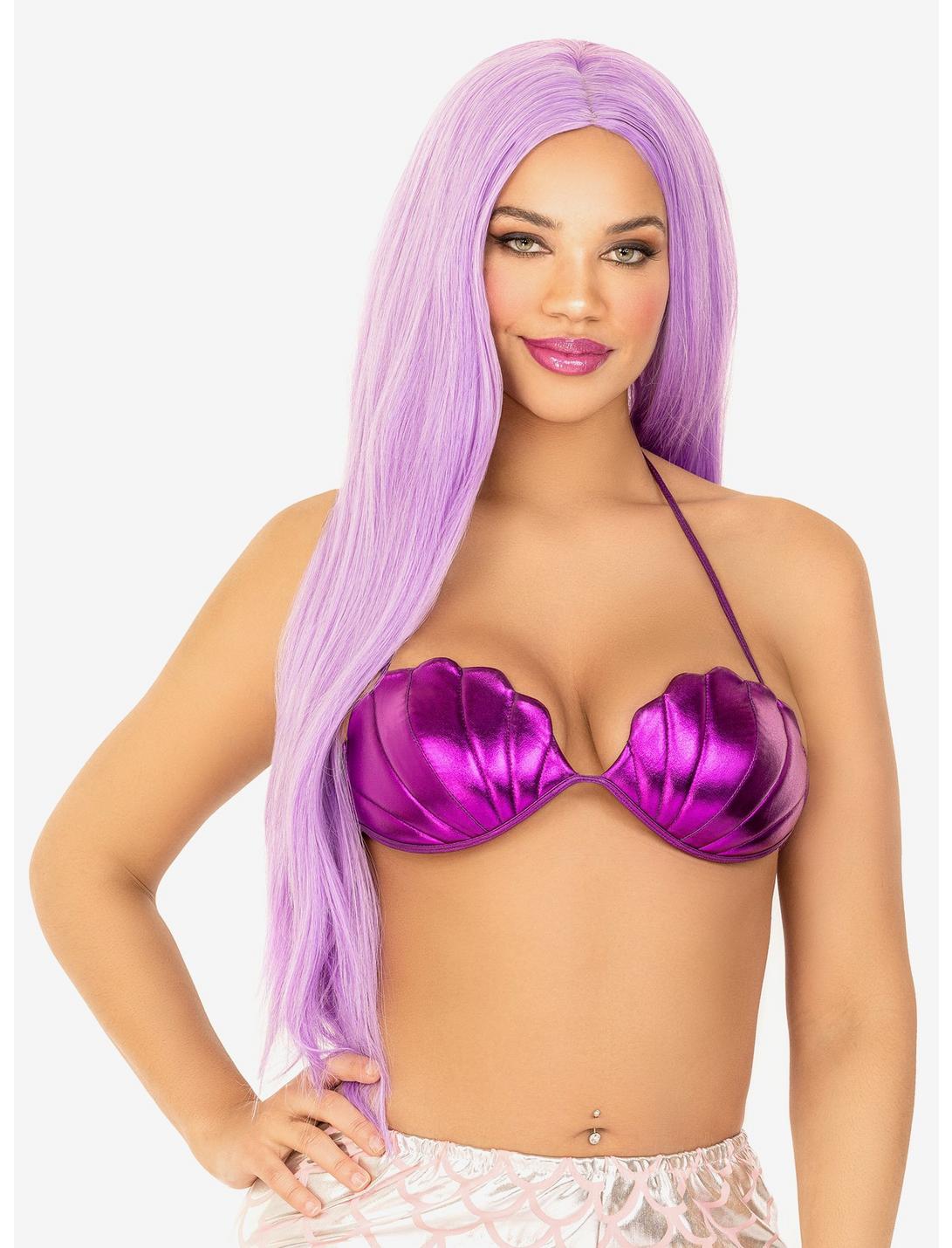 Purple Violet Mermaid Shell Bra - Mermaid Sea Shell Bra Costume Tops