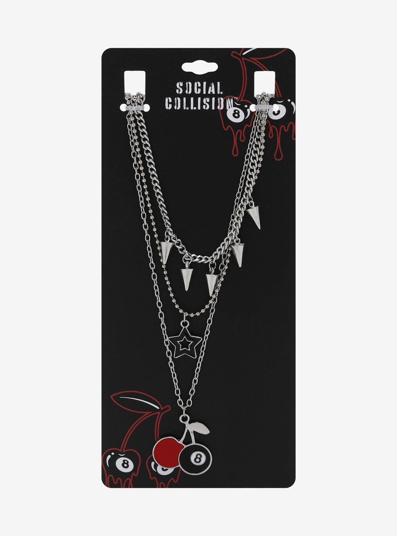 Social Collision Spike Cherry 8 Ball Necklace Set | Hot Topic