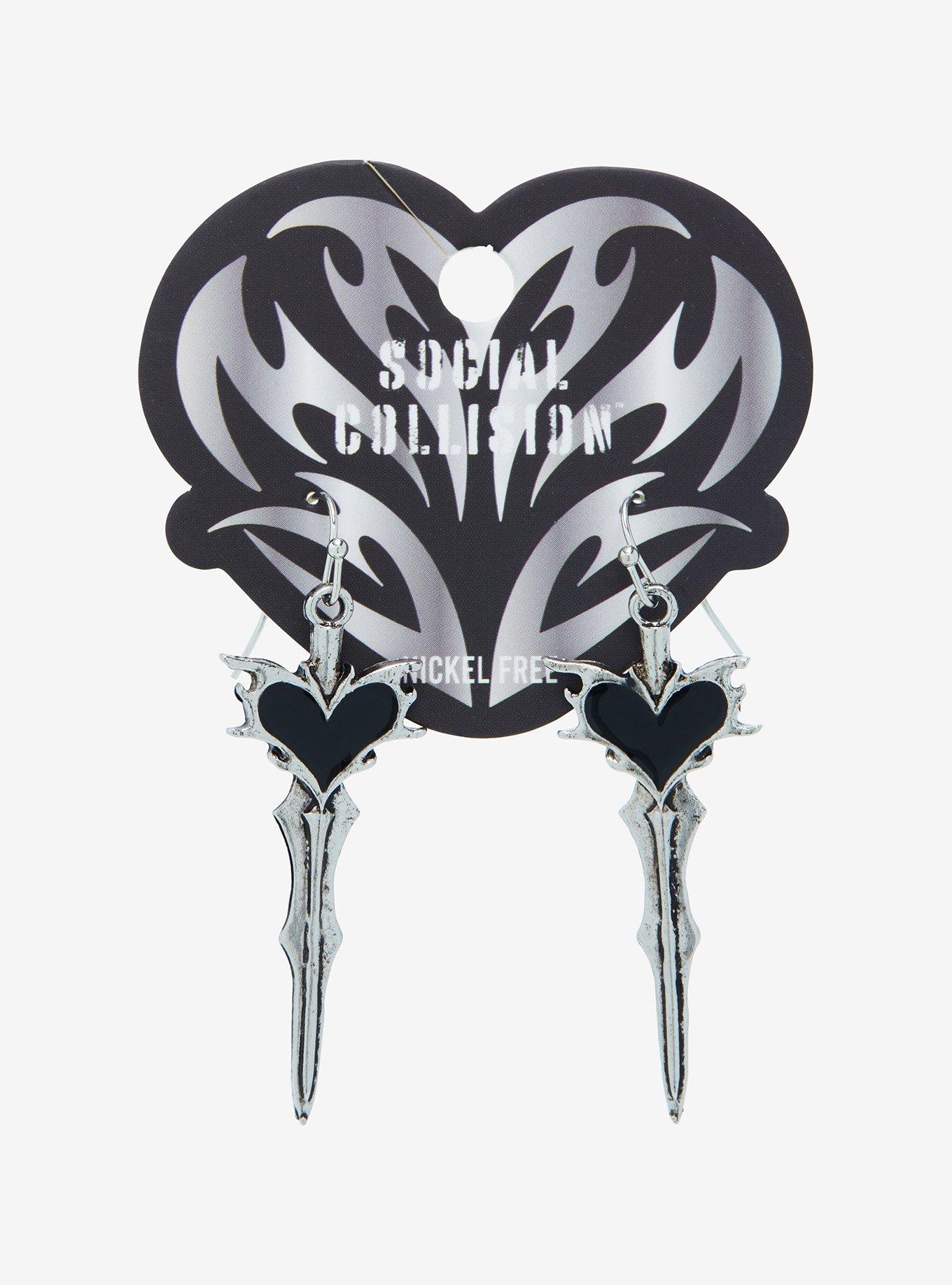 Social Collision® Heart Sword Drop Earrings, , hi-res