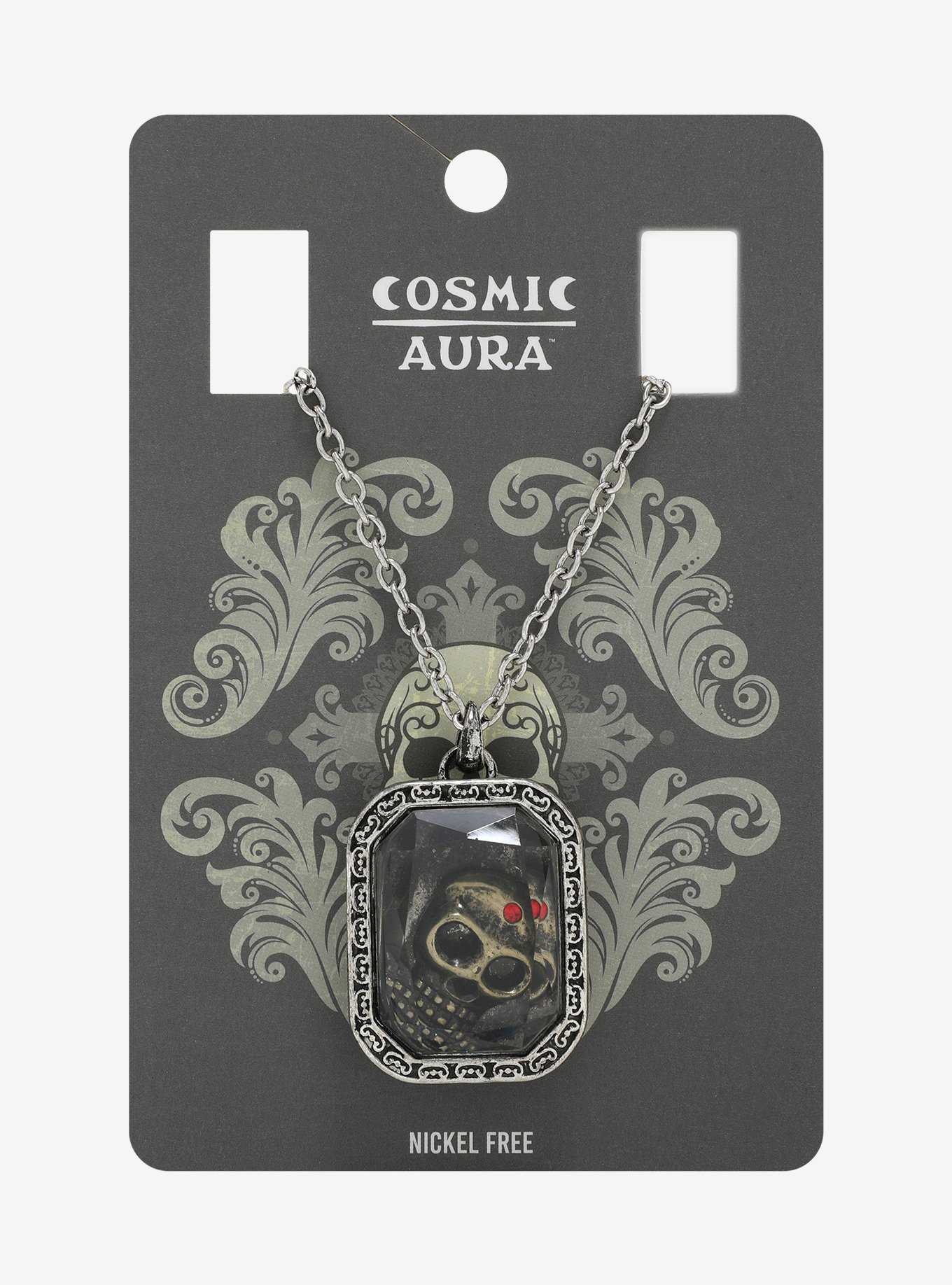 Cosmic Aura Skull Stone Pendant Necklace, , hi-res