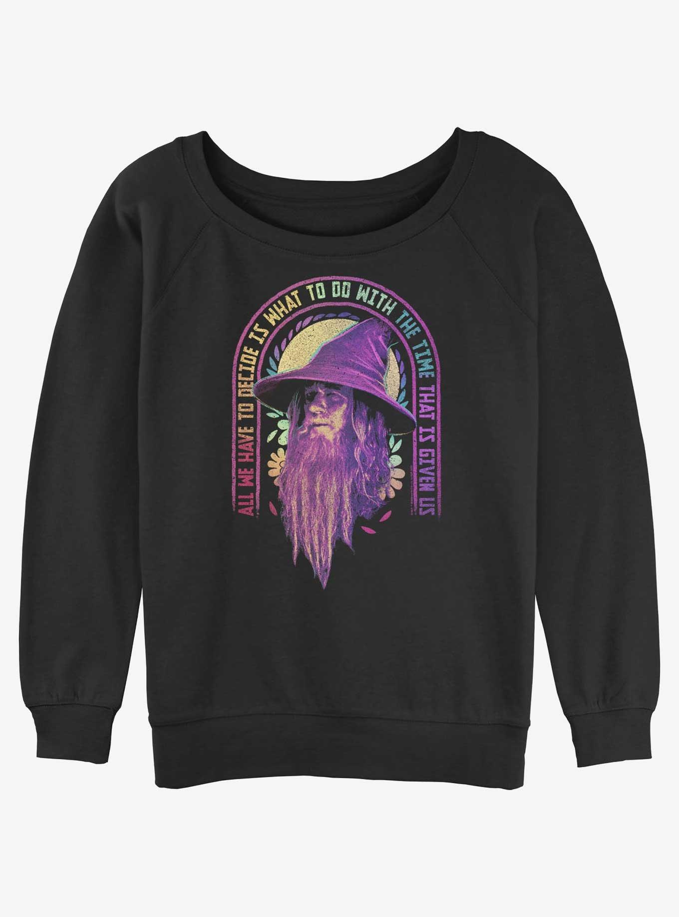 The Lord of the Rings Gandalf Decide With Time Girls Slouchy Sweatshirt, BLACK, hi-res