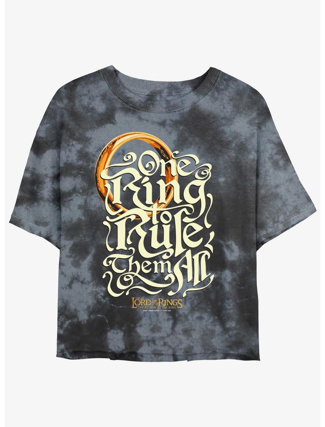 The Lord of the Rings One Ring Rules Girls Tie-Dye Crop T-Shirt, BLKCHAR, hi-res