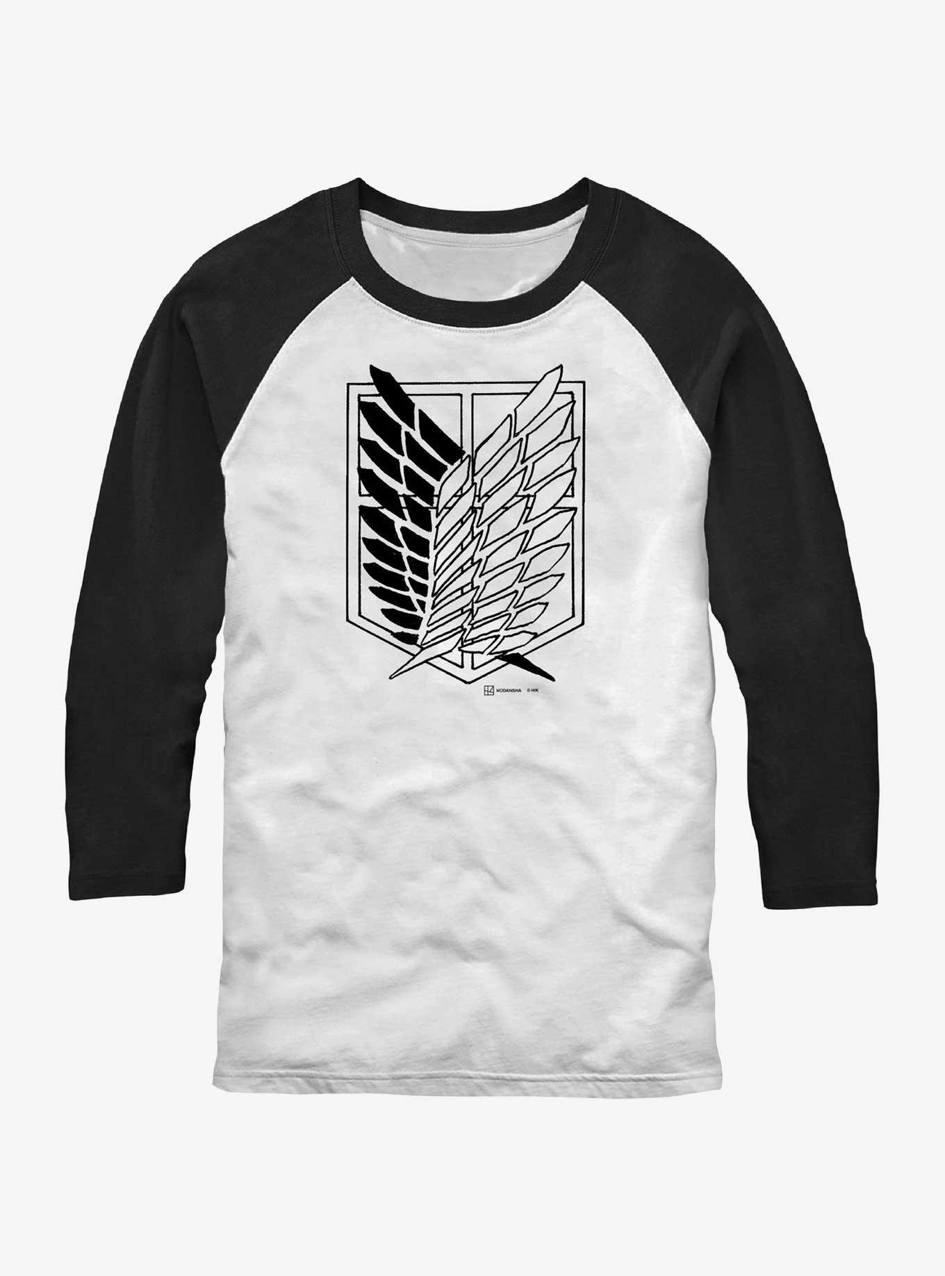 Attack On Titan Scout Regiment Raglan T-Shirt, WHTBLK, hi-res