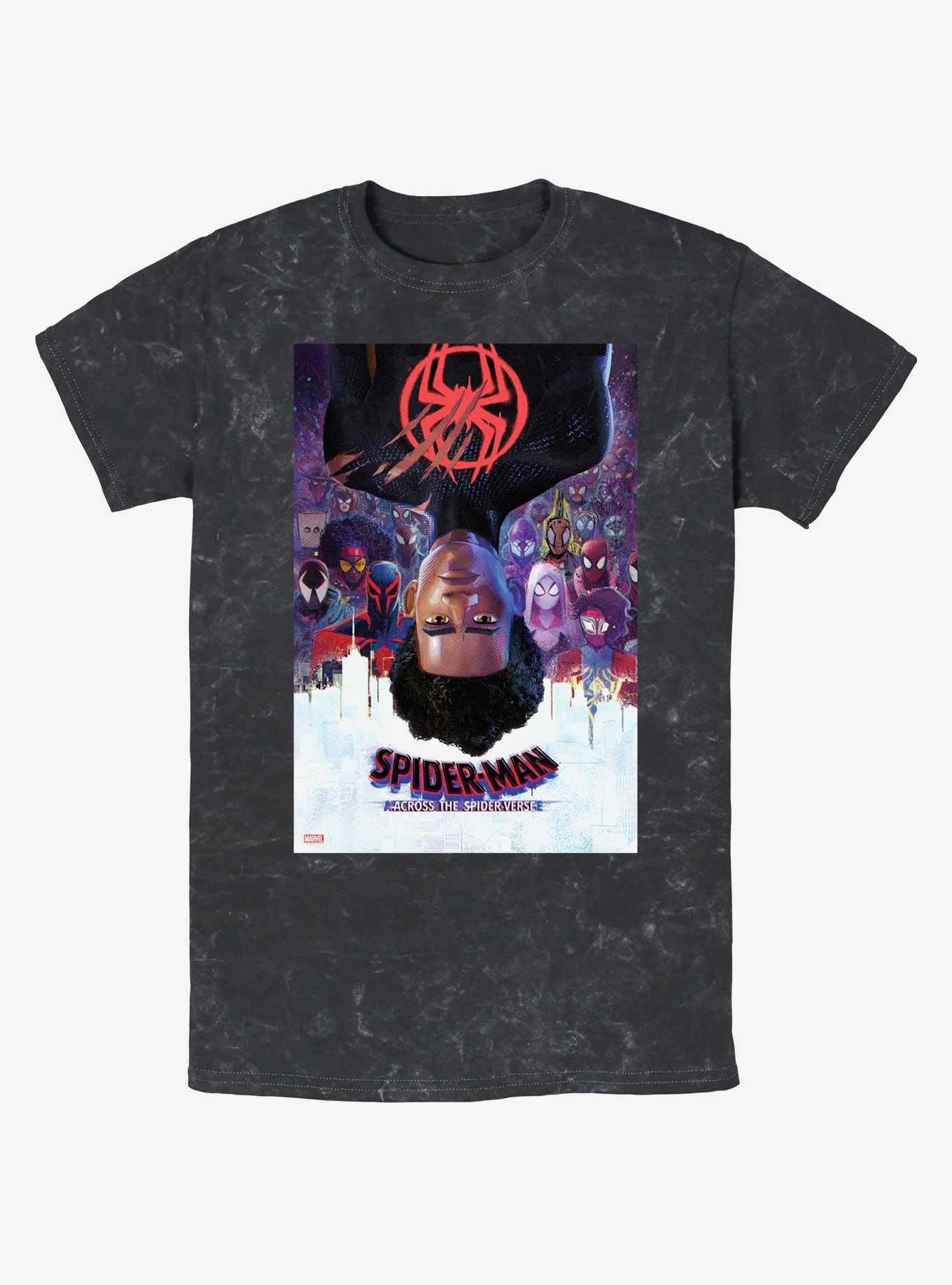 Marvel Spider-Man: Across the Spider-Verse Poster Mineral Wash T-Shirt, BLACK, hi-res