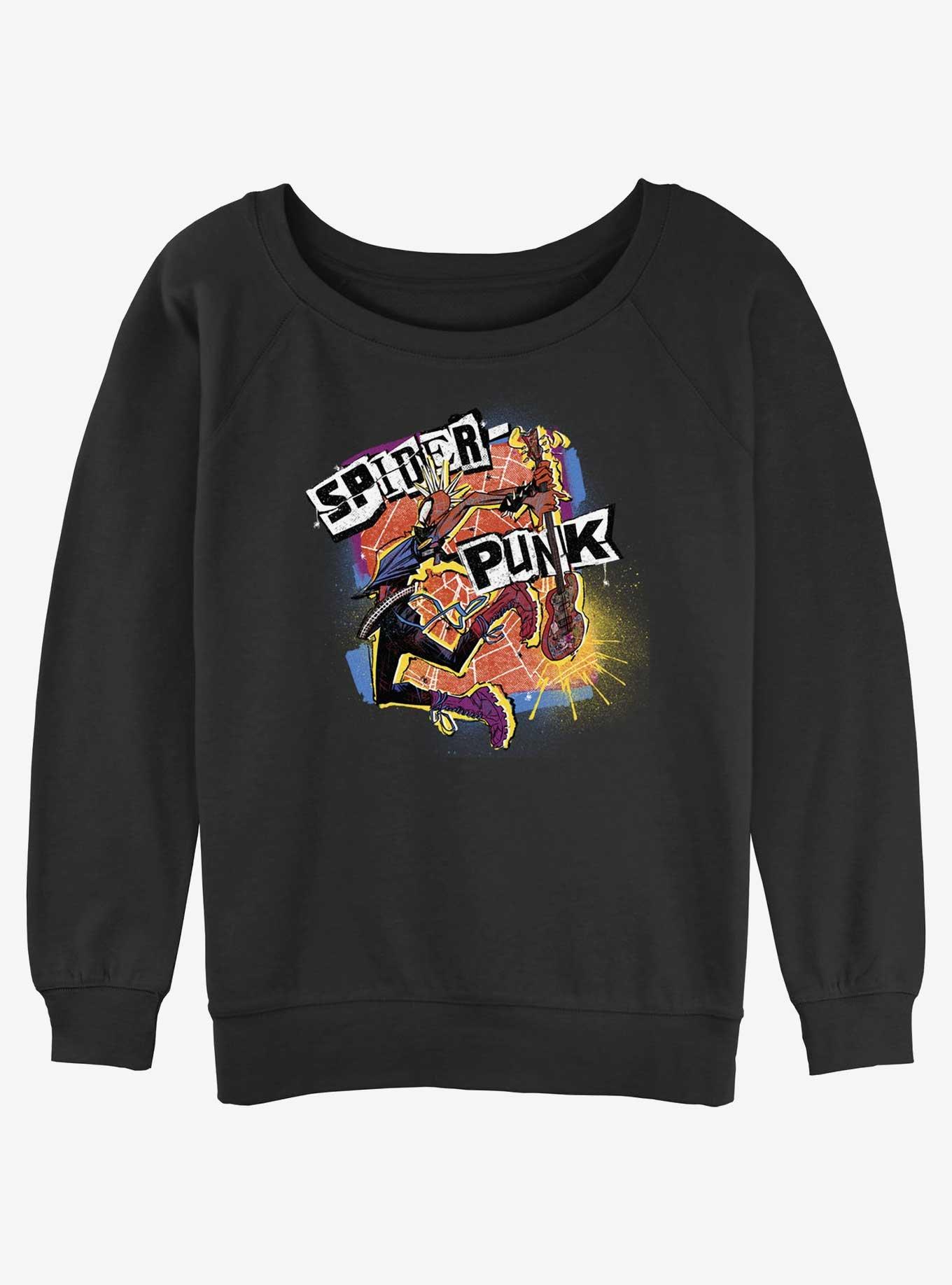 Marvel Spider-Man: Across the Spider-Verse Spider-Punk Girls Slouchy Sweatshirt, BLACK, hi-res