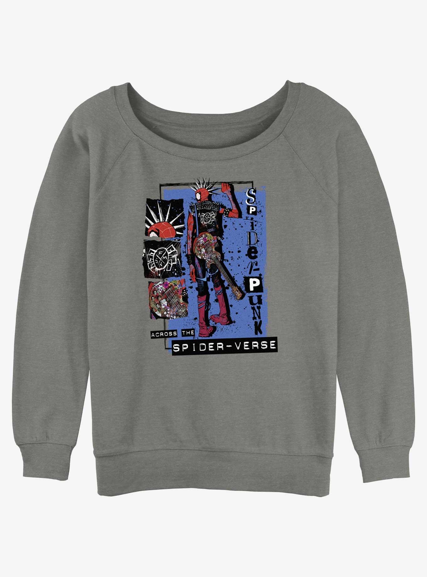 Marvel Spider-Man: Across the Spider-Verse Punk Power Girls Slouchy Sweatshirt, GRAY HTR, hi-res