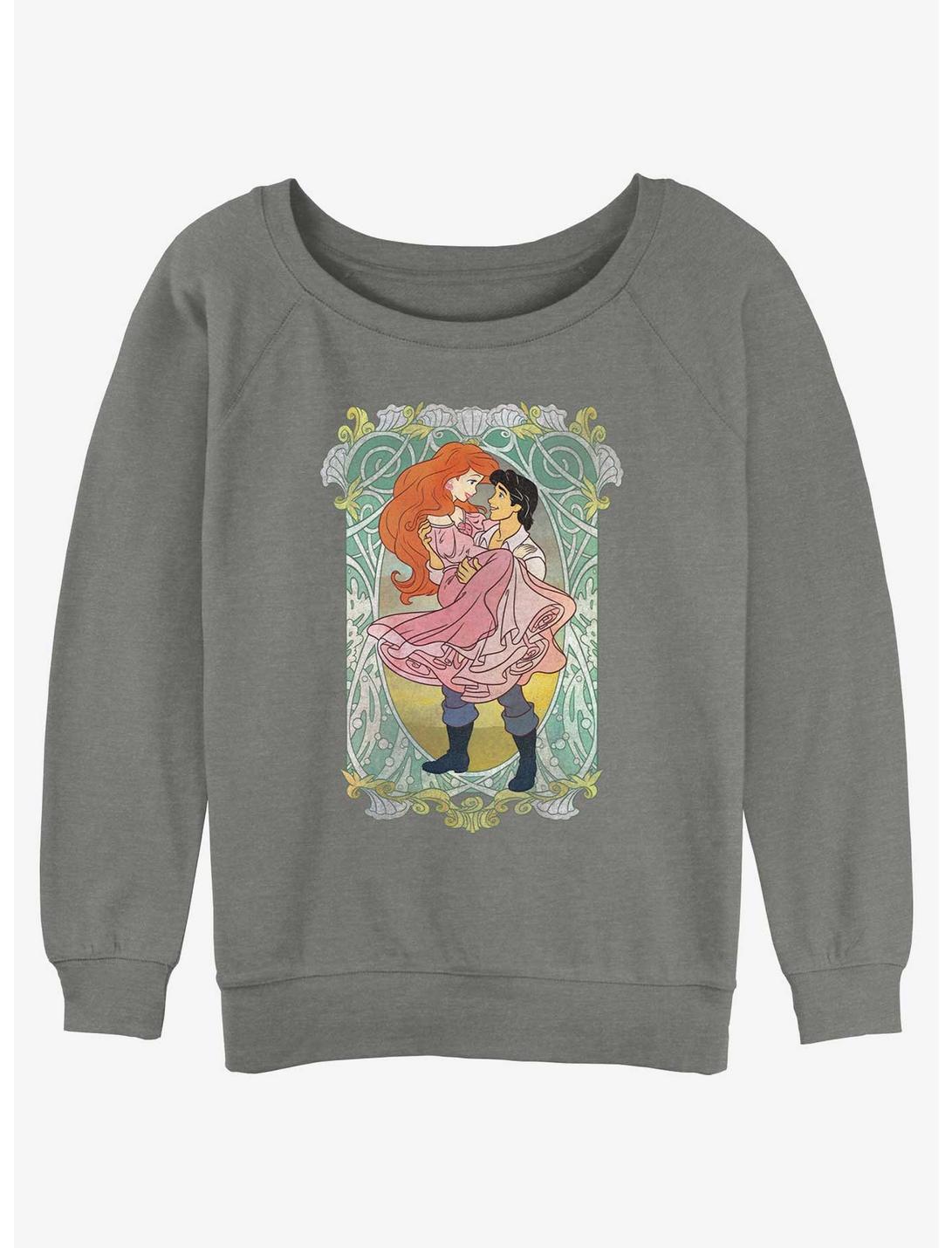 Disney The Little Mermaid Ariel and Eric Ever After Womens Slouchy Sweatshirt, GRAY HTR, hi-res
