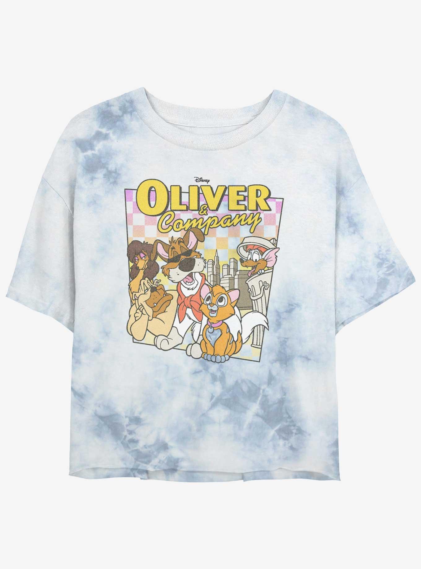 Disney Oliver & Company In The City Womens Tie-Dye Crop T-Shirt, WHITEBLUE, hi-res