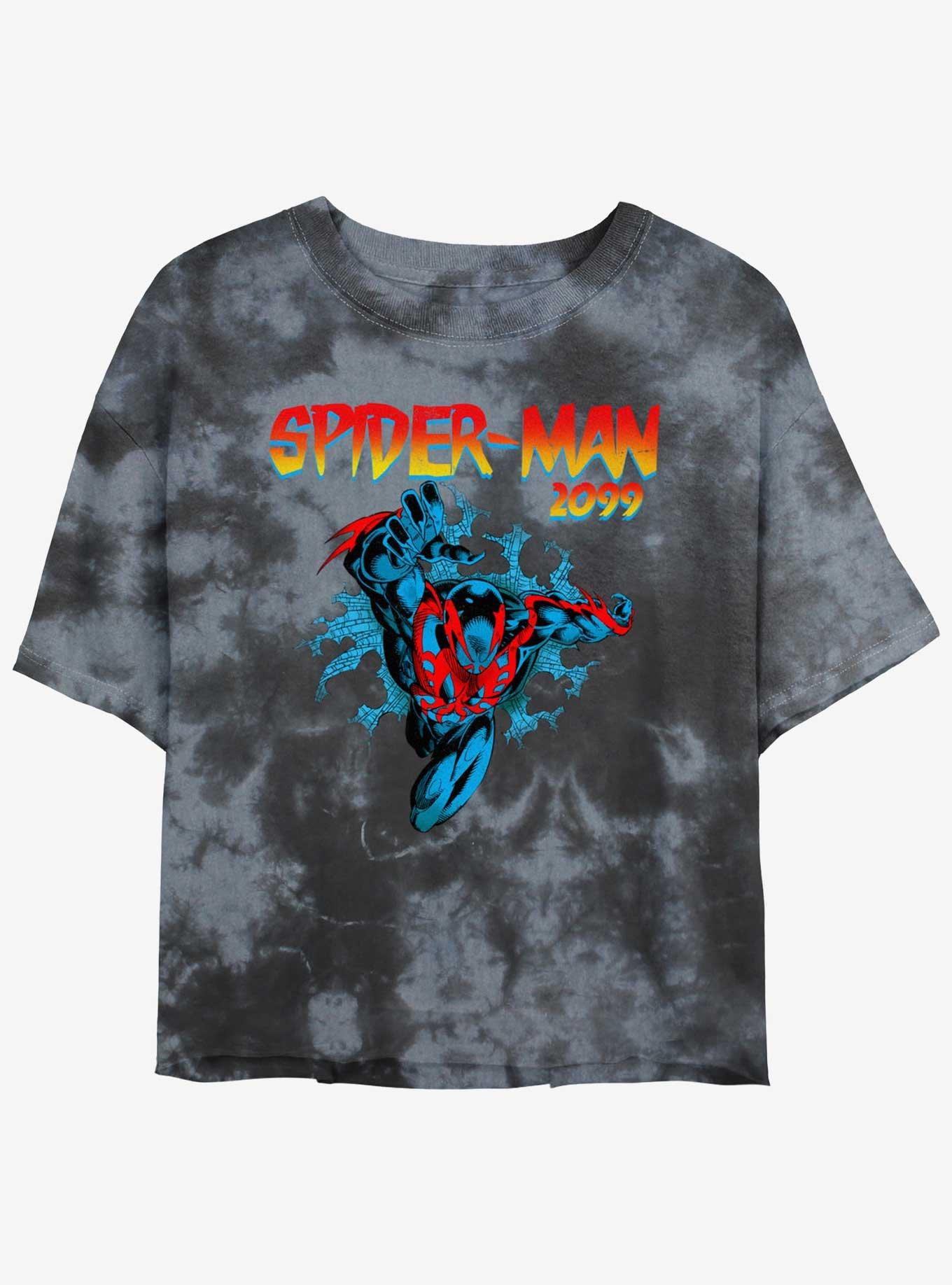 Marvel Spider-Man-2099 Womens Tie-Dye Crop T-Shirt, BLKCHAR, hi-res