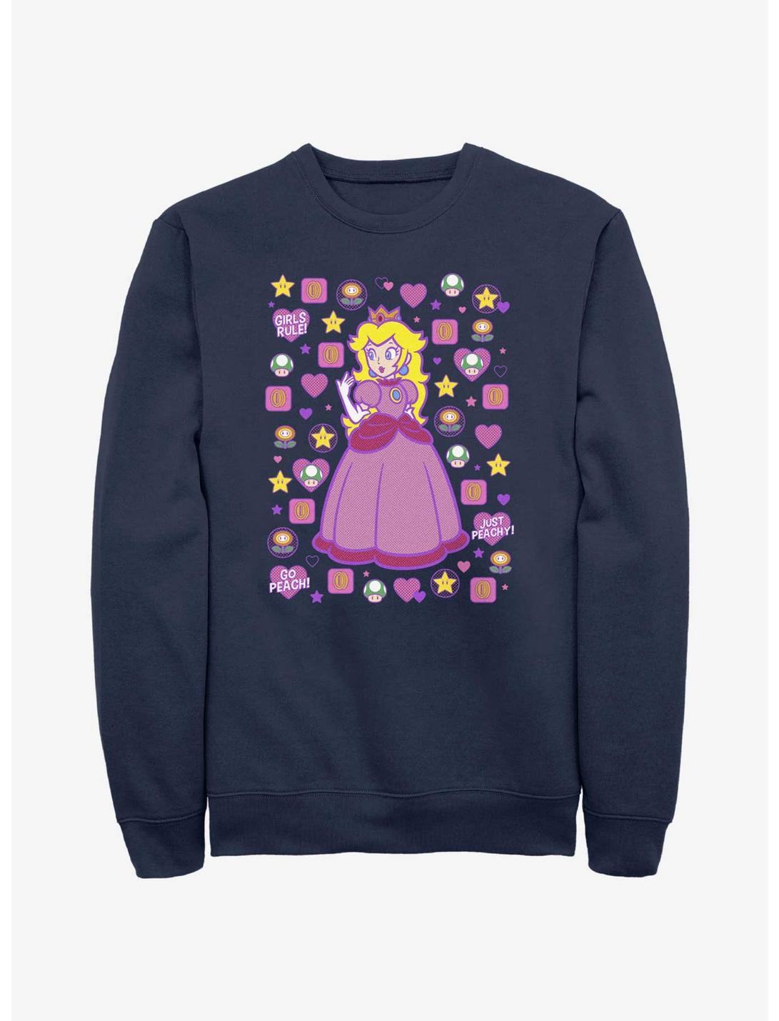 Mario Princess Peach Sweatshirt, NAVY, hi-res