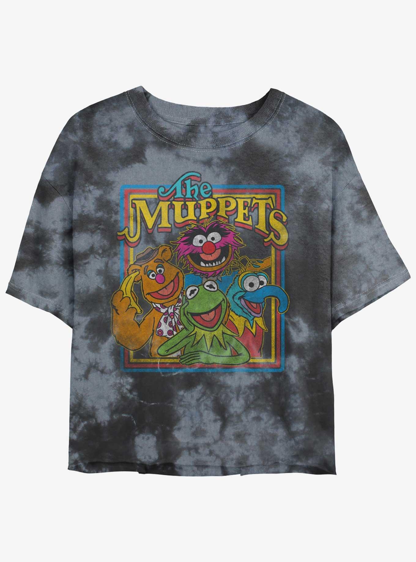 Disney The Muppets Retro Muppet Poster Womens Tie-Dye Crop T-Shirt, BLKCHAR, hi-res