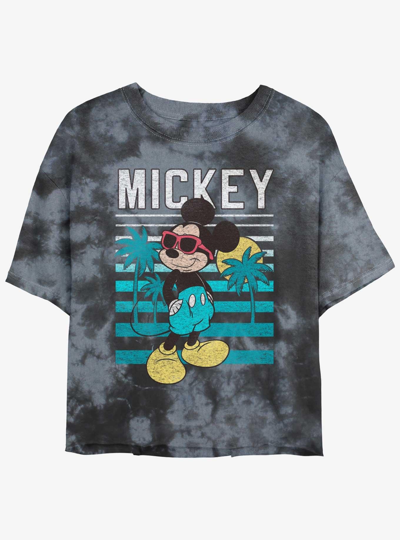 Disney Mickey Mouse Beachin' Womens Tie-Dye Crop T-Shirt, BLKCHAR, hi-res