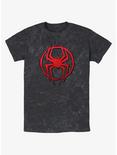 Marvel Spider-Man: Across the Spider-Verse Miles Morales Spider Logo Mineral Wash T-Shirt, BLACK, hi-res