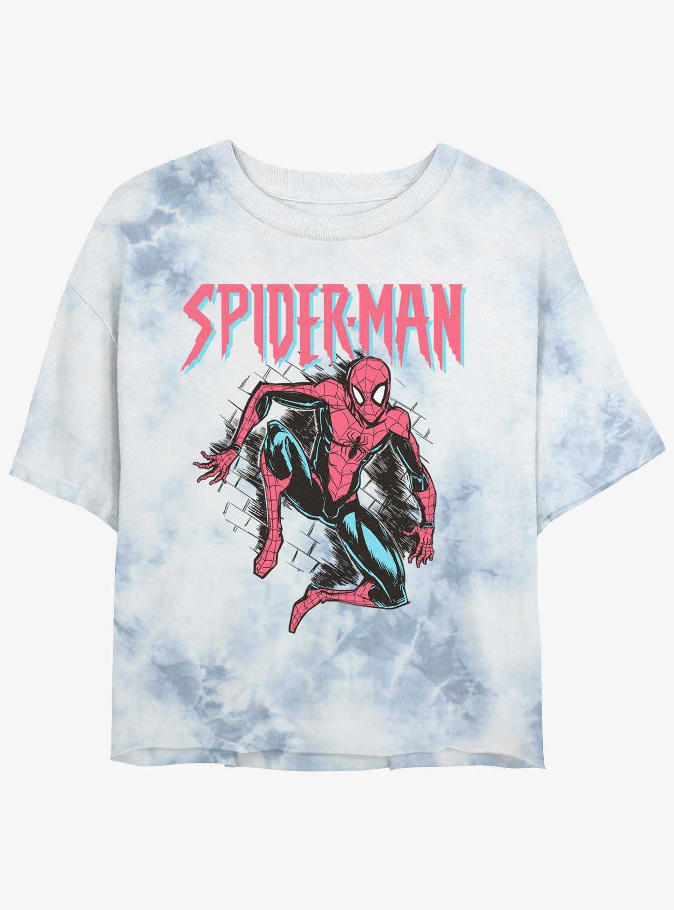 Marvel Spider-Man Spidey Pastel Womens Tie-Dye Crop T-Shirt, , hi-res