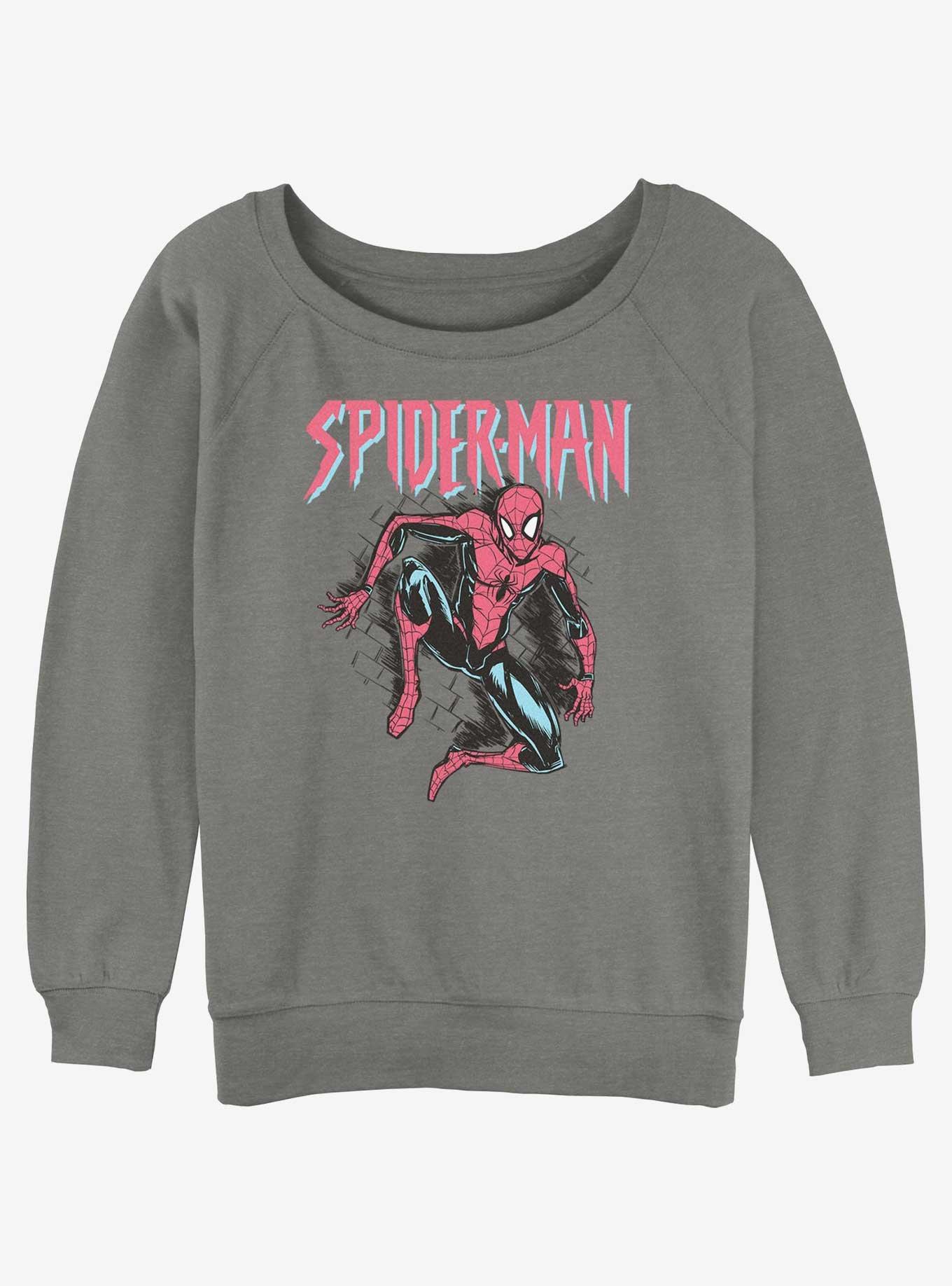 Marvel Spider-Man Spidey Pastel Womens Slouchy Sweatshirt, GRAY HTR, hi-res