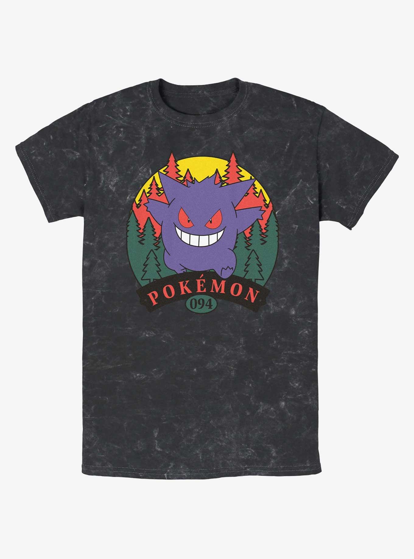 Pokemon Gengar Forest Attack Mineral Wash T-Shirt, BLACK, hi-res