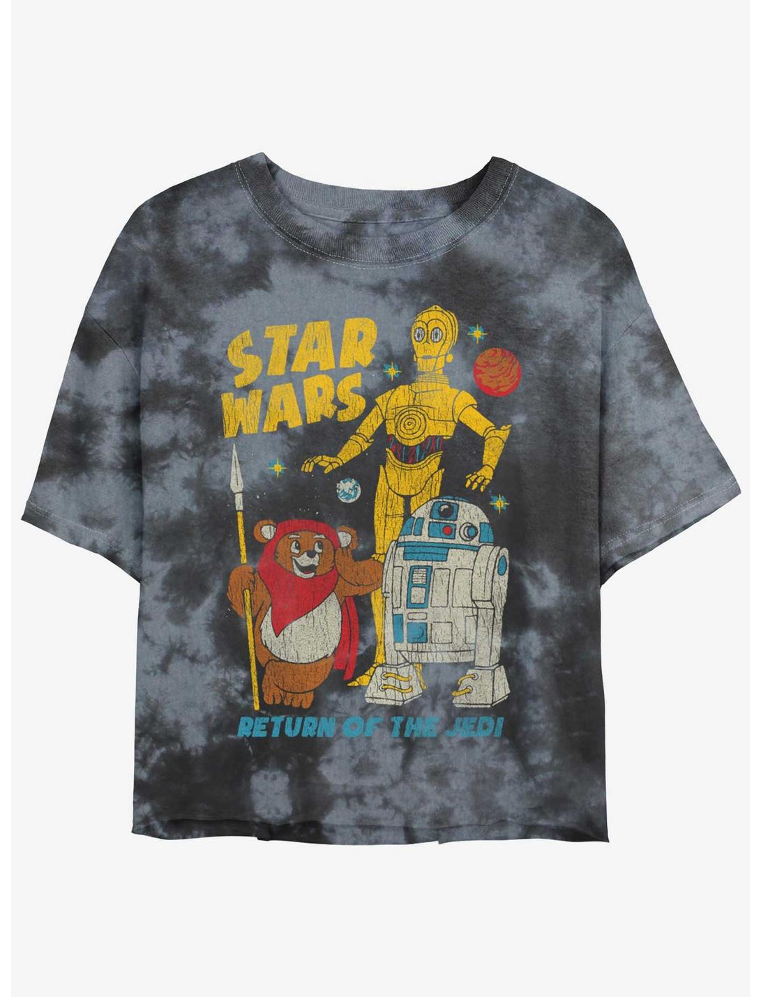 Star Wars Walk The Ewok Womens Tie-Dye Crop T-Shirt, BLKCHAR, hi-res