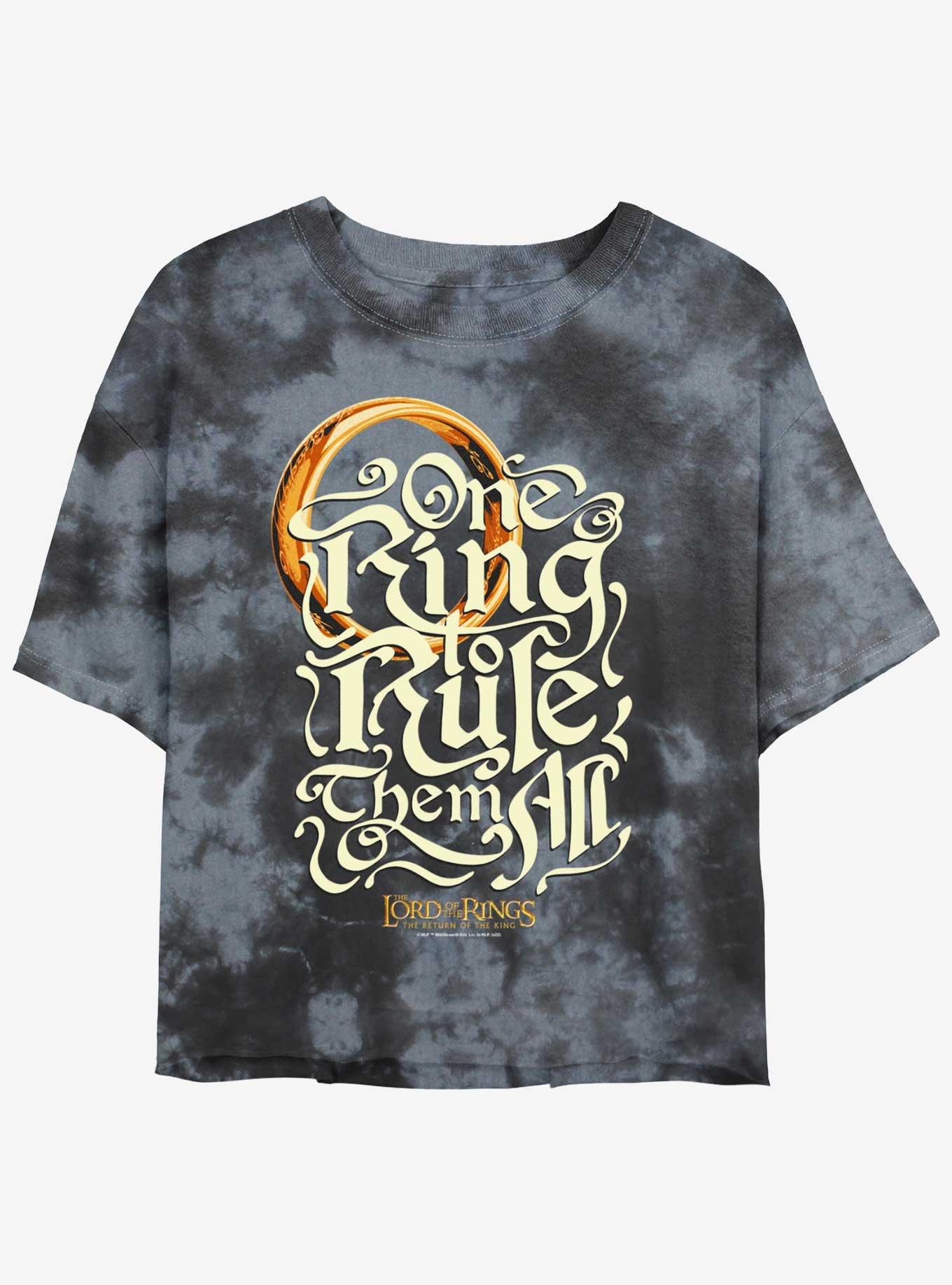 The Lord of the Rings One Ring Rules Womens Tie-Dye Crop T-Shirt, BLKCHAR, hi-res