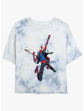 Marvel Spider-Man: Across the Spider-Verse Spider-Punk Rock Out Womens Tie-Dye Crop T-Shirt, , hi-res