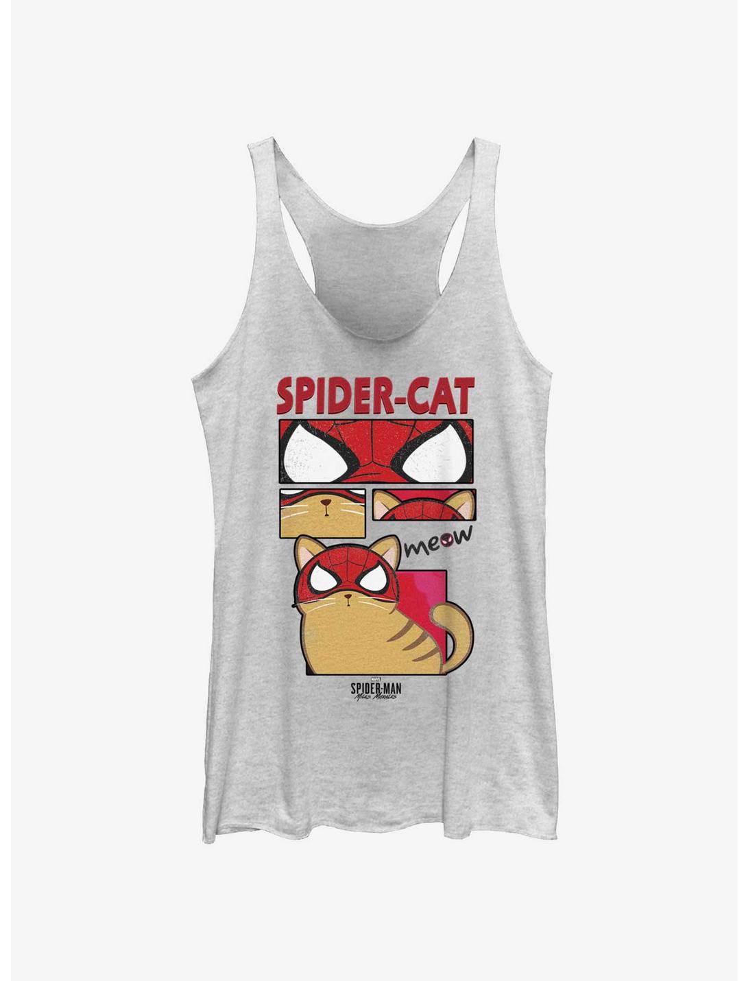 Marvel Spider-Man: Across the Spider-Verse Spider-Cat Womens Tank Top, WHITE HTR, hi-res