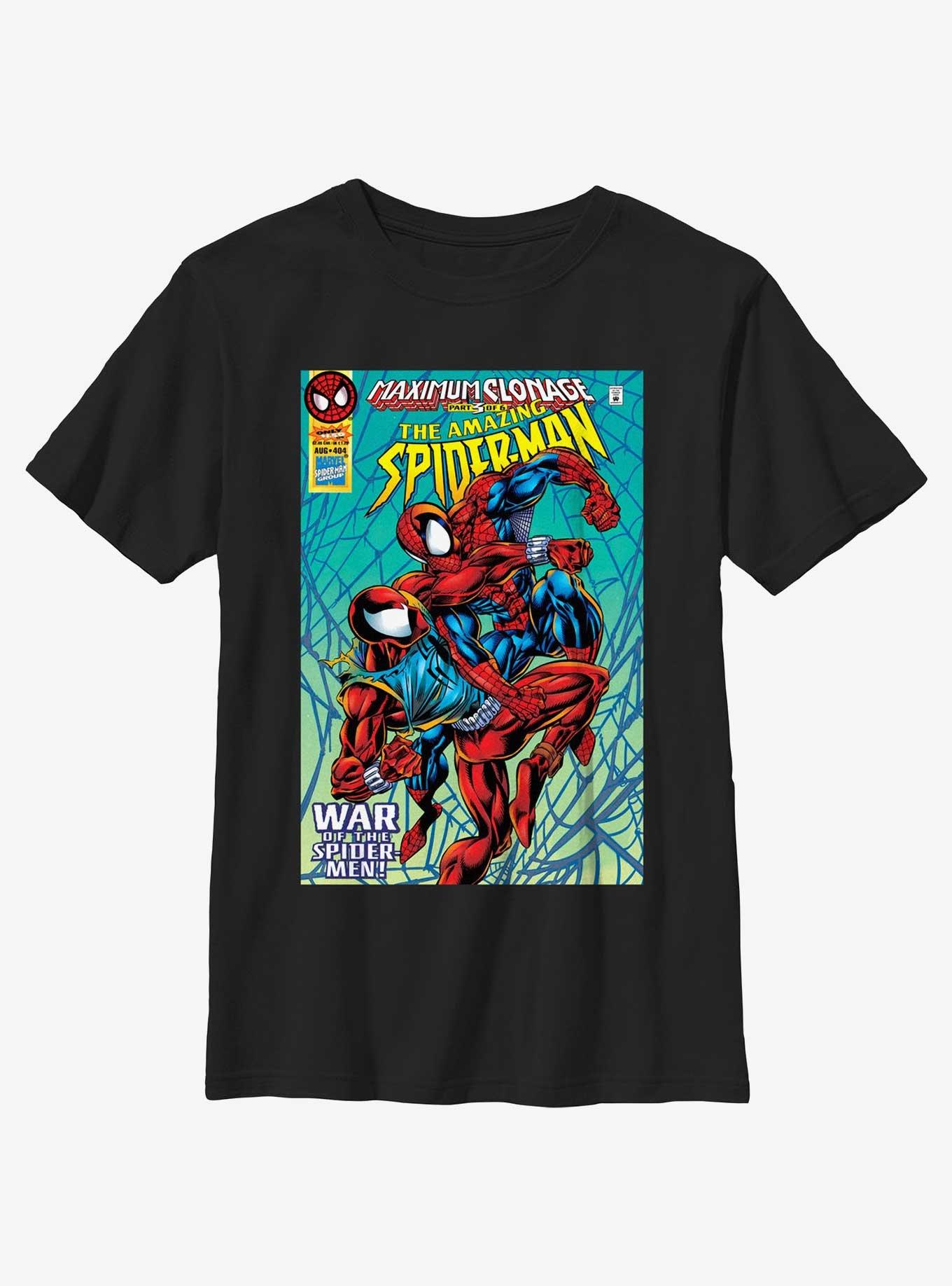 Marvel Spider-Man Clone Wars Comic Cover Youth T-Shirt, BLACK, hi-res