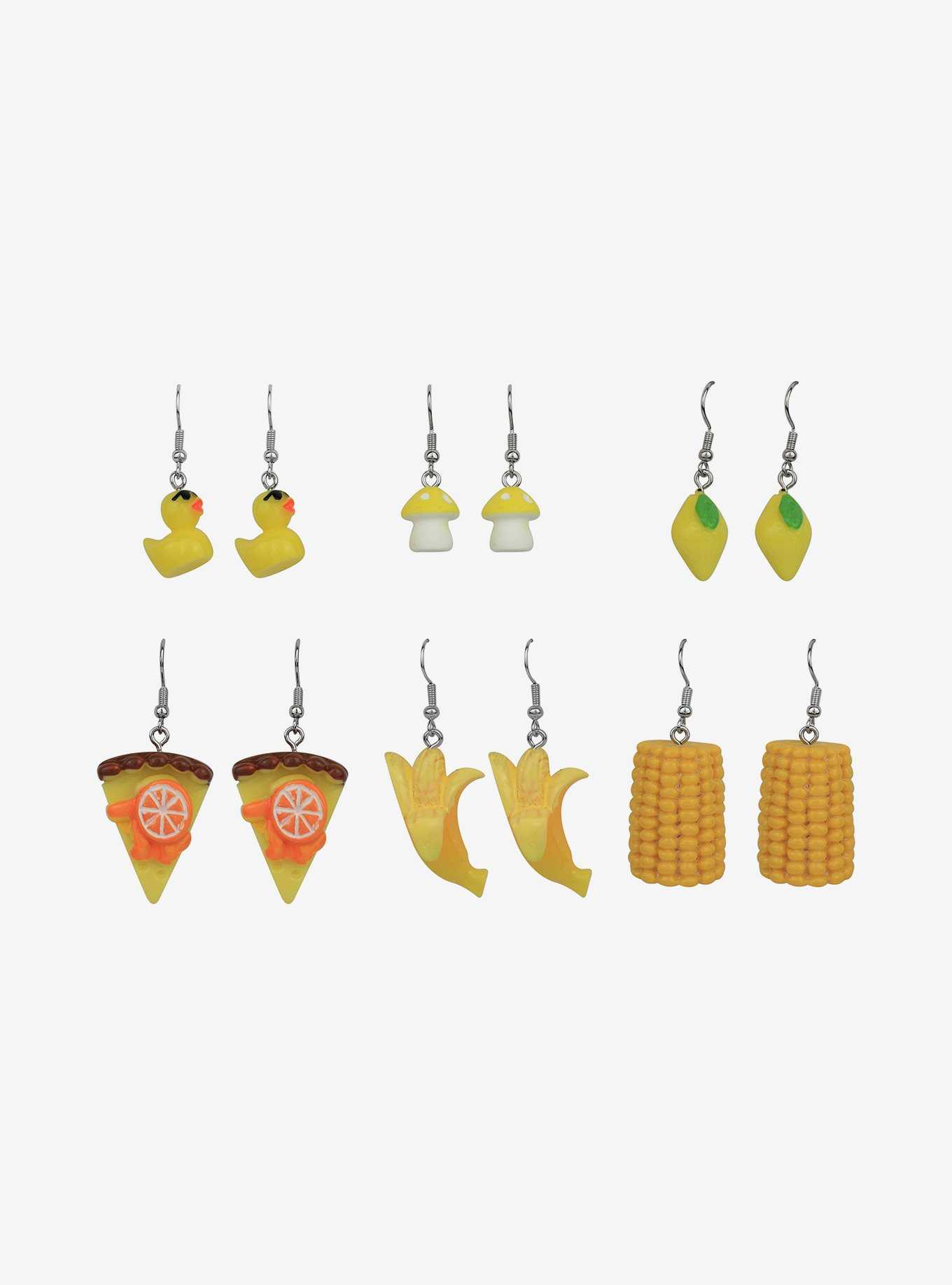 Yellow Icons & Food Figural Earring Set, , hi-res