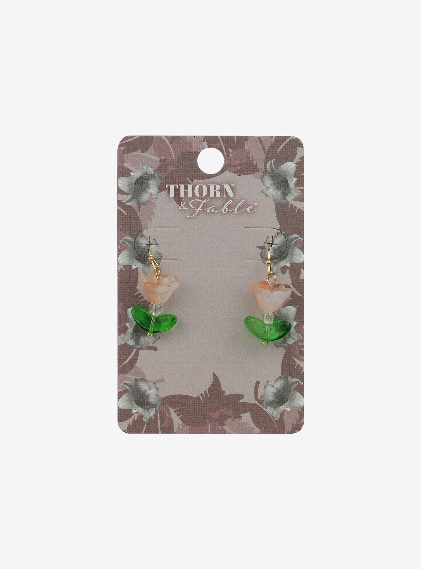 Thorn & Fable Pink Tulip Drop Earrings, , hi-res